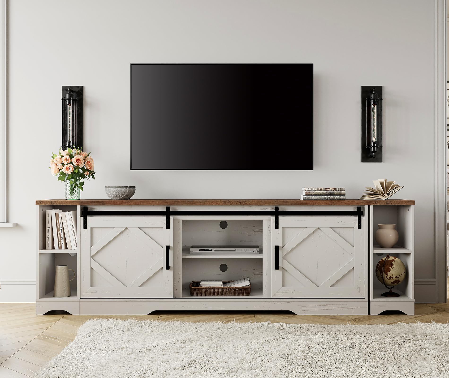 WAMPAT 3-in-1 Modern Farmhouse TV Stand