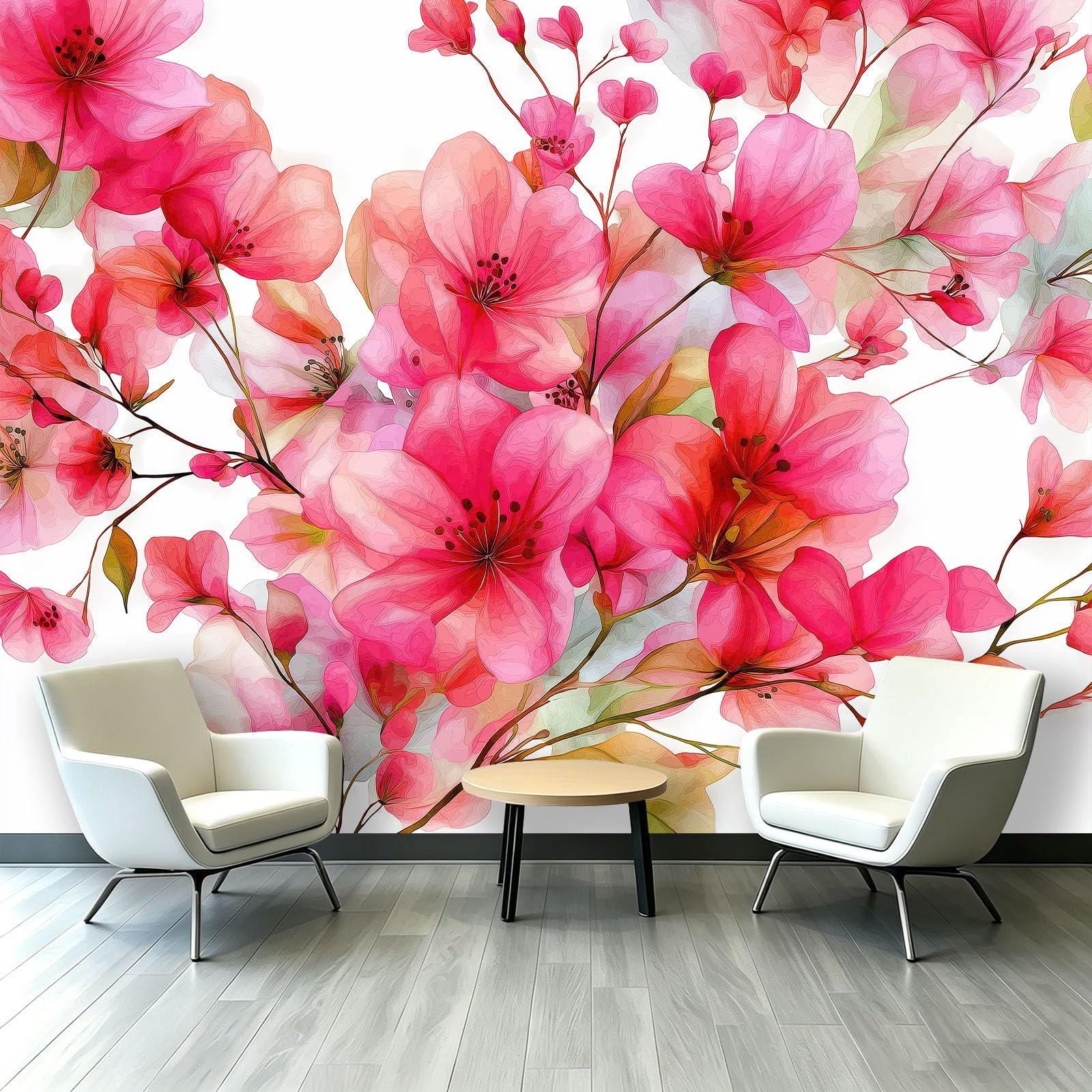 Seide Fototapete Schlicht Aquarell Blumen Vliestapete XXL Wandtapete Wand Dekoration für Damenmodegeschäft Schlafzimmer Schminkzimmer - 350 x 256 cm