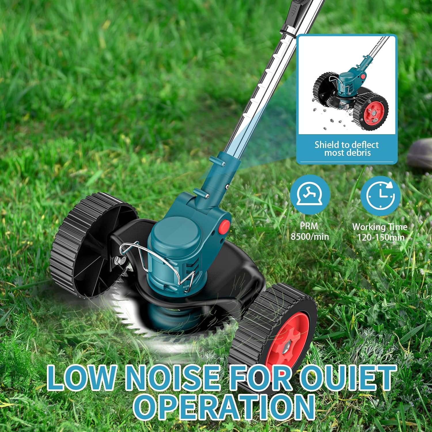 Decespugliatore A Batteria Con 2 Batterie - Tagliabordi Elettrico, Regolabile, Per Giardino