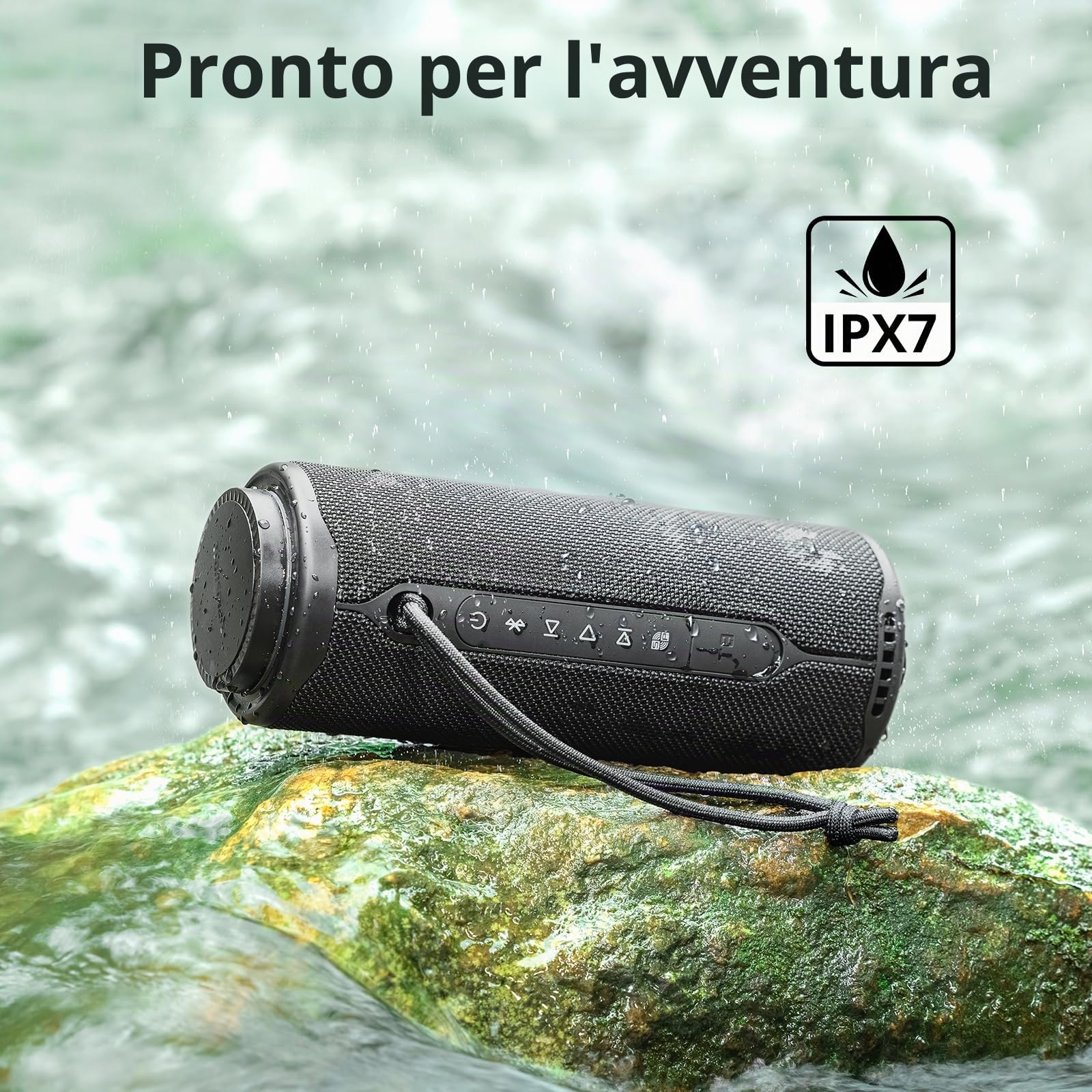 Tronsmart T8 Altoparlante Bluetooth portatile per esterni, suono più potente e nitido da 40 W, suono a 360°, audio a 2.1 canali, IPX7, personalizzate audio e luci, cordino portatile (grigio)