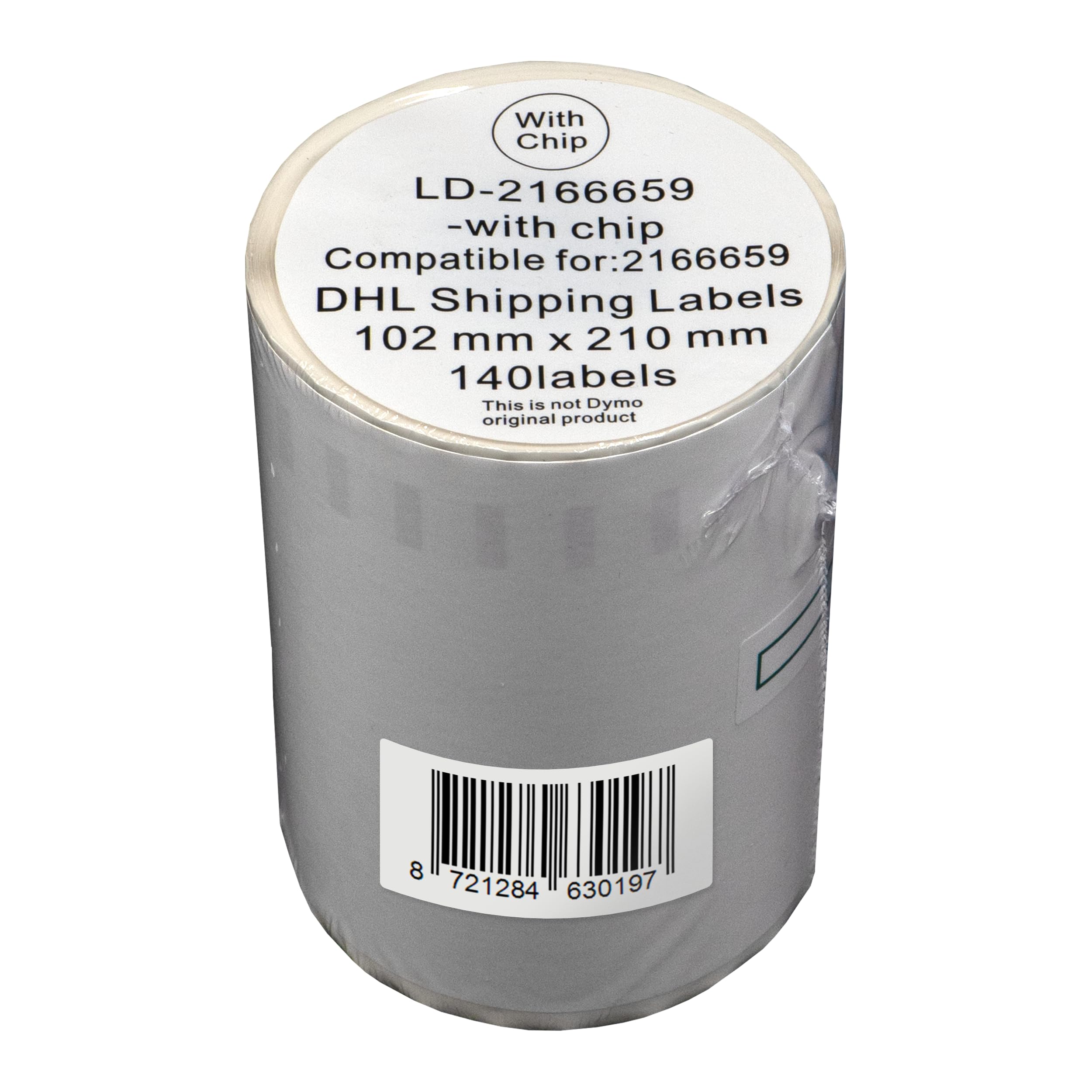 DULA Etiketten, kompatibel mit Dymo 2166659 Etiketten, Weiß, DHL Versandetikett, 3 Rollen, 102 x 210 mm, 140 Etiketten pro Rolle, Für Etikettendrucker 550