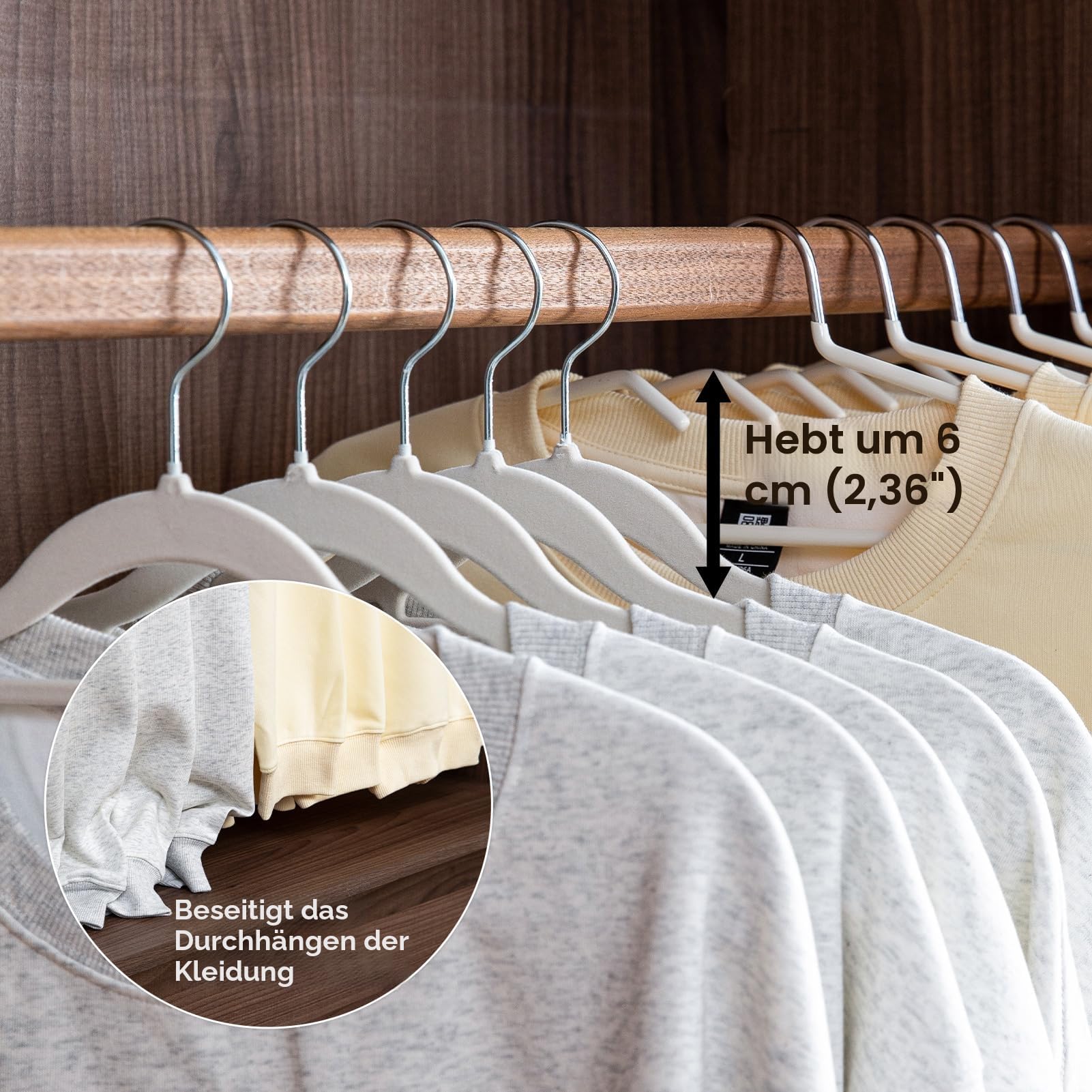SHIMOYAMA Kleiderbügel, 5 Pack, Metall Kurzhals Kleiderbügel Organisers, Anti-Rutsch-Kragen-Schutz-Bügel für T-Shirts Kleid Jacke Platzsparend (Weiß)