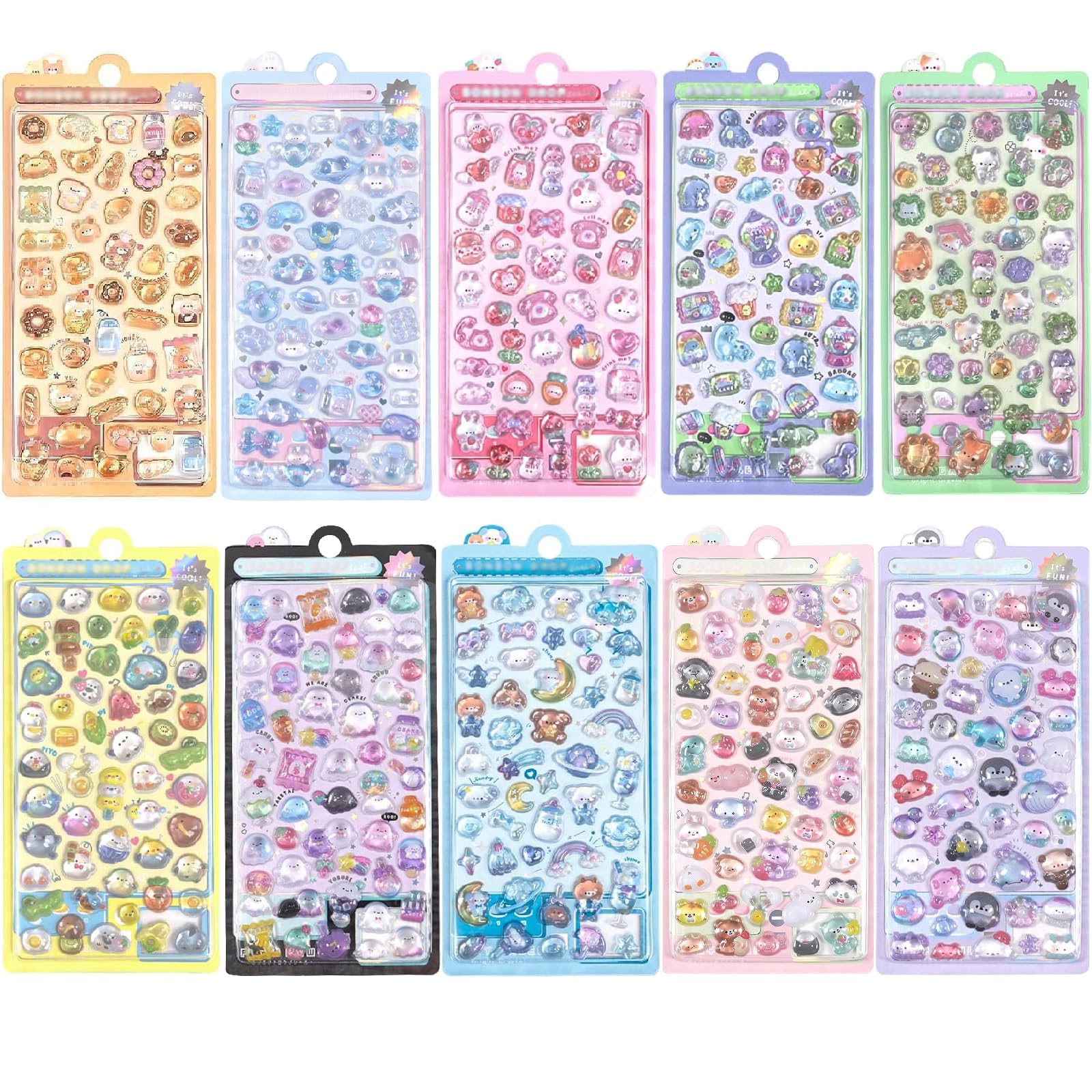 10 Pcs 3D Stickers, Stickers for Children Cartoon Mini Puffy Sticker, Cute Small Animal Design Puffy Kids Sticker, Suitable as Rewards and Decorations Phone Case Notebook
