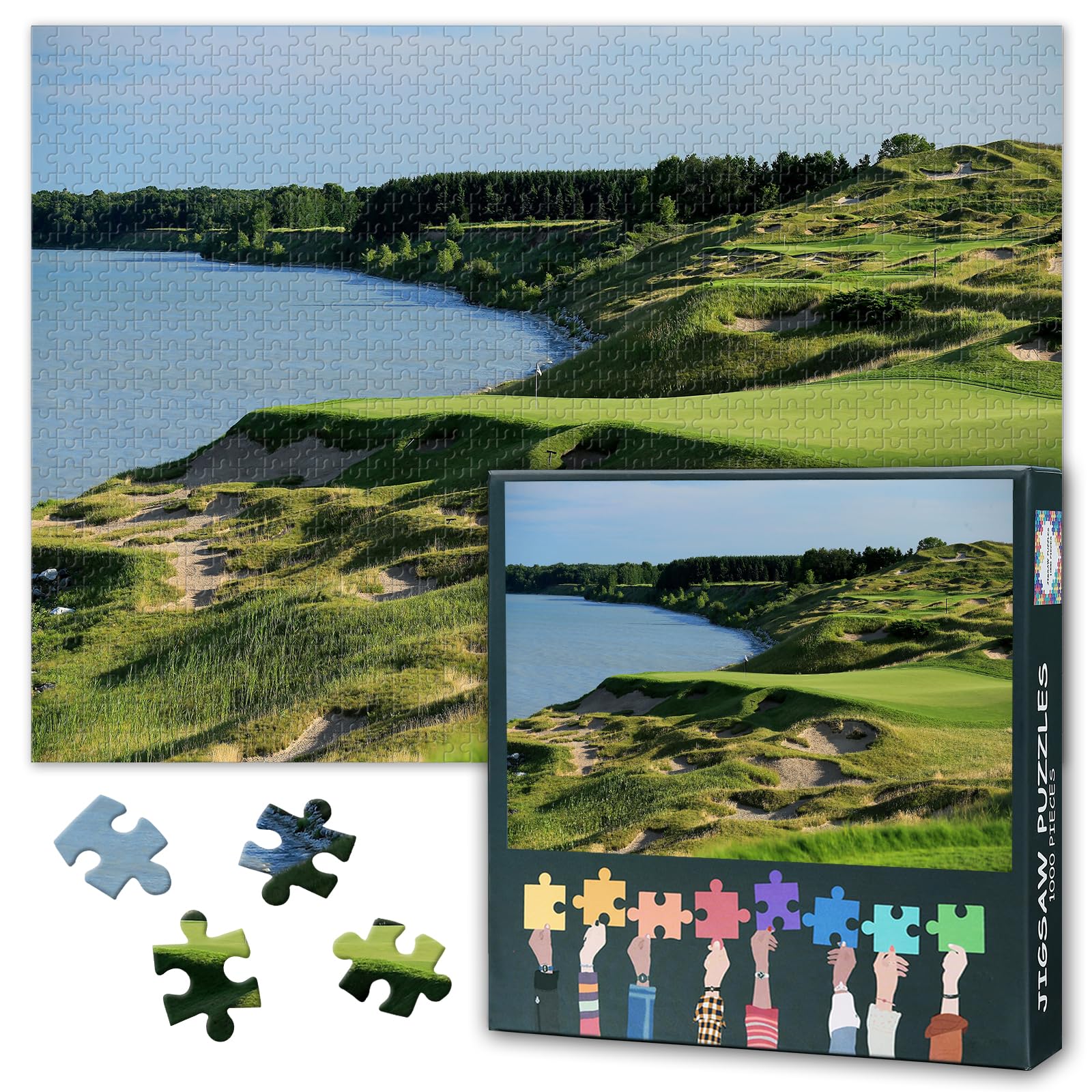 1000 Piece Jigsaw Puzzle for Adults Whistling Straits Golf Course Wall Art American Landscape Challenging Puzzle Game Premium Paper Puzzle for Home Office Decor 27.5x19.7 Inches