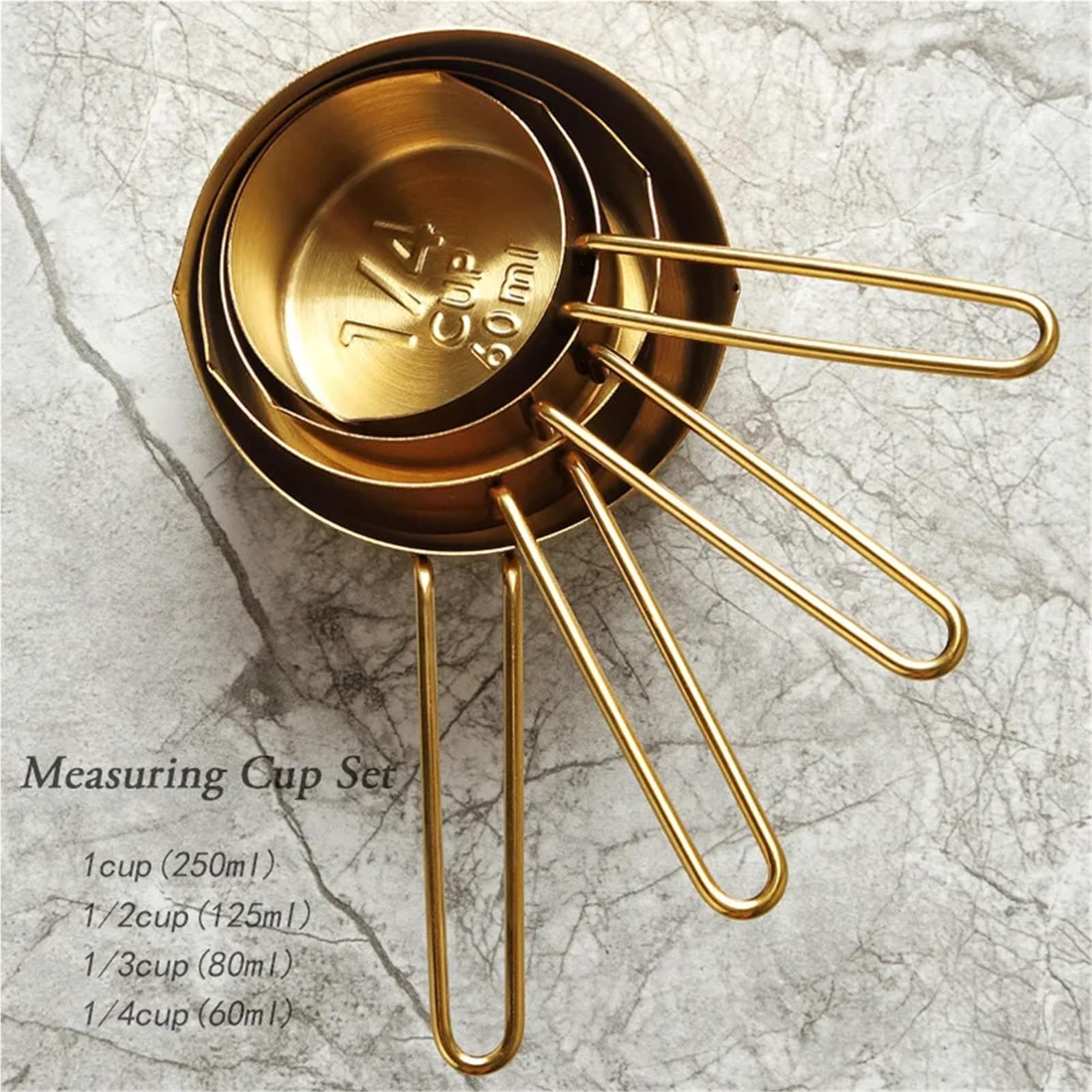 Roségoldene Messbecher, stapelbare Küchenwaage | Edelstahl-Esslöffel for Zuhause, Messbecher, Lebensmittel, Backen, Koch-Gadget-Sets(Cup-4pcs rose gold)