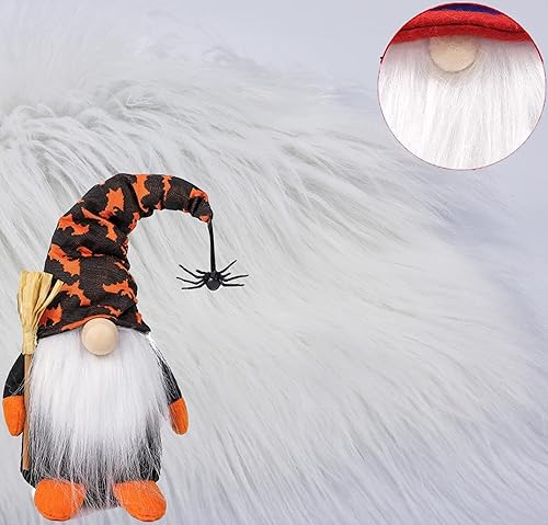 Miniatura 88 de Tiras precortadas de tela de piel sintética lanuda y esponjosa para gnomos, barba, cosplay, decoración enana (blanco, 8 x 60 pulgadas)
