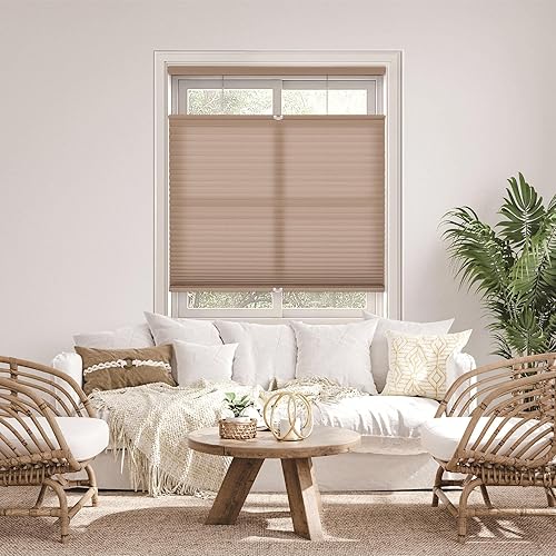 DEZ FURNISHINGS Cordless 1.5" Light Filtering Top Down Bottom Up Cellular Shade,