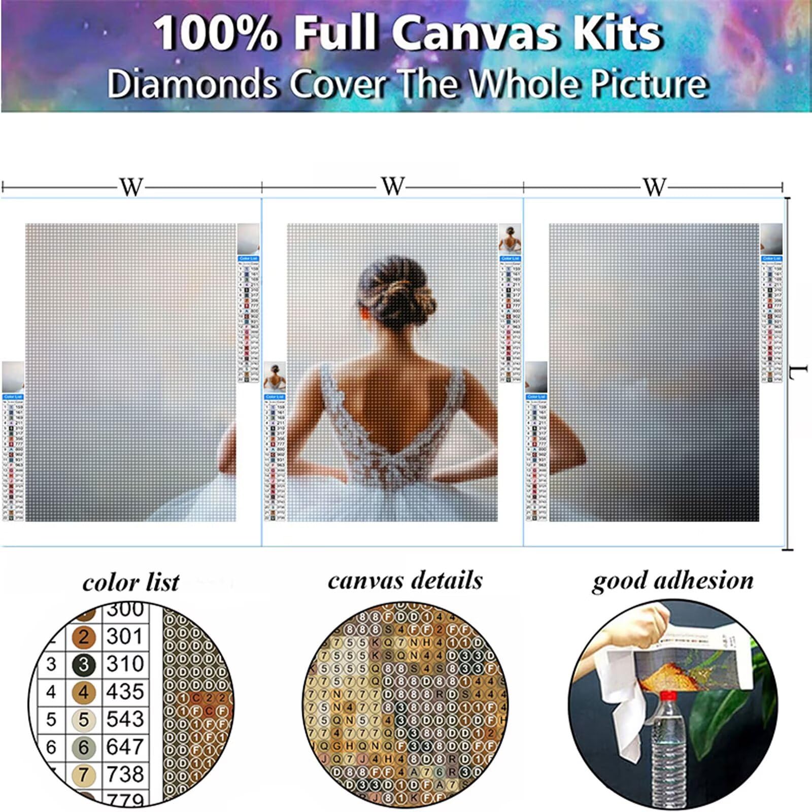 Dziewczyna DIY Diamentowa Sztuka, Taniec Tryptyk Diamentowy Malarstwo Zestawy dla Dorosłych Dzieci, 61 x 91 cm Pełne Okrągłe Wiertło Rhinestone Mozaika Haft Cross Stitch Rzemiosło Salon Dekoracja