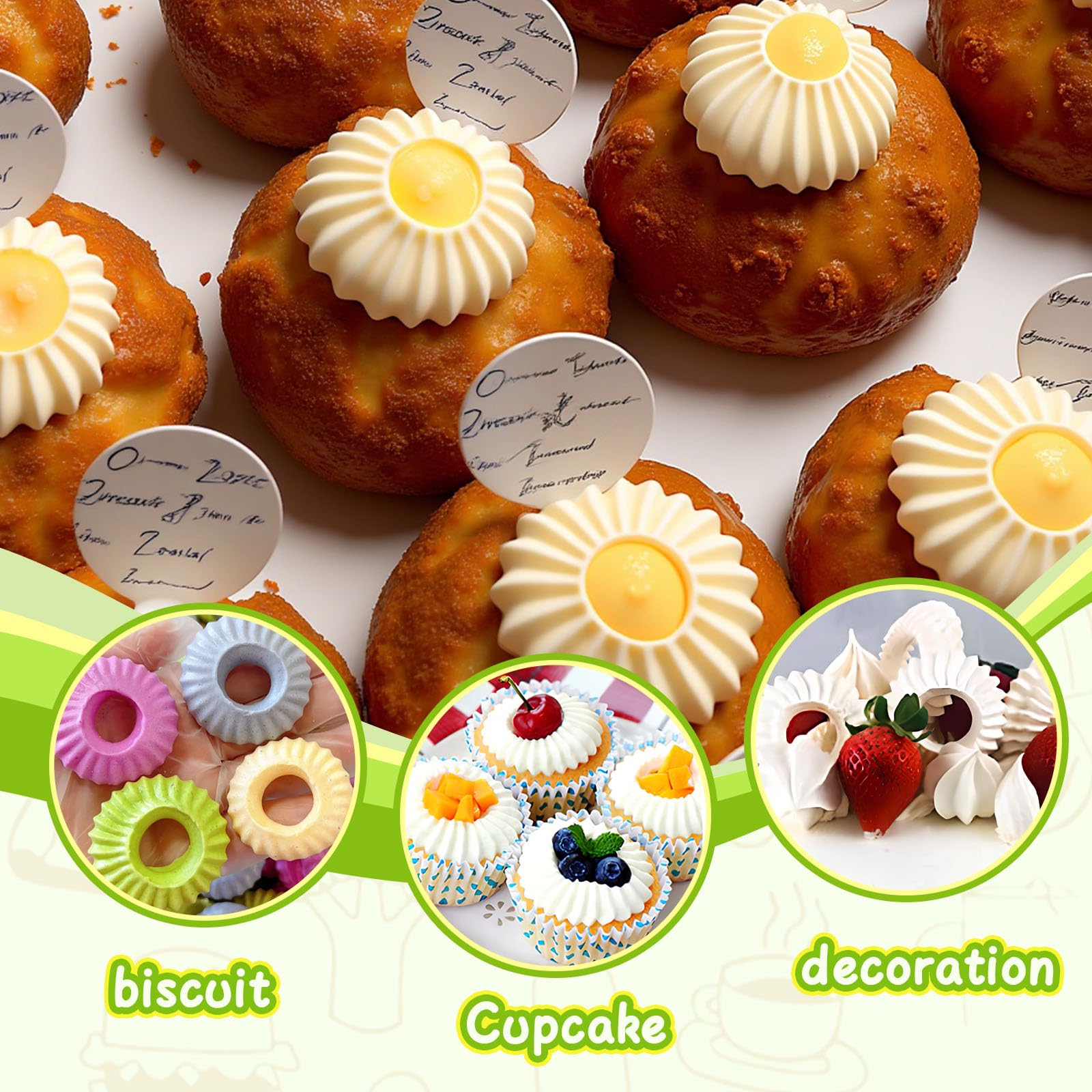 Juego de puntas grandes para tuberías, molde para hornear, boquilla de glaseado de acero inoxidable, suministros de decoración de pasteles para regalo de cocina (2 piezas, plateado) 3