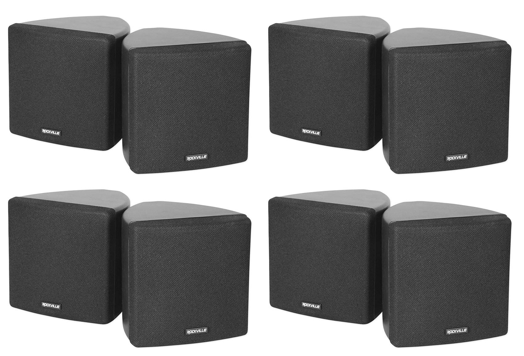 Rockville 8 Cube 70v Black 3.5" Commercial Swivel Wall Mount Restaurant Speakers-image-39
