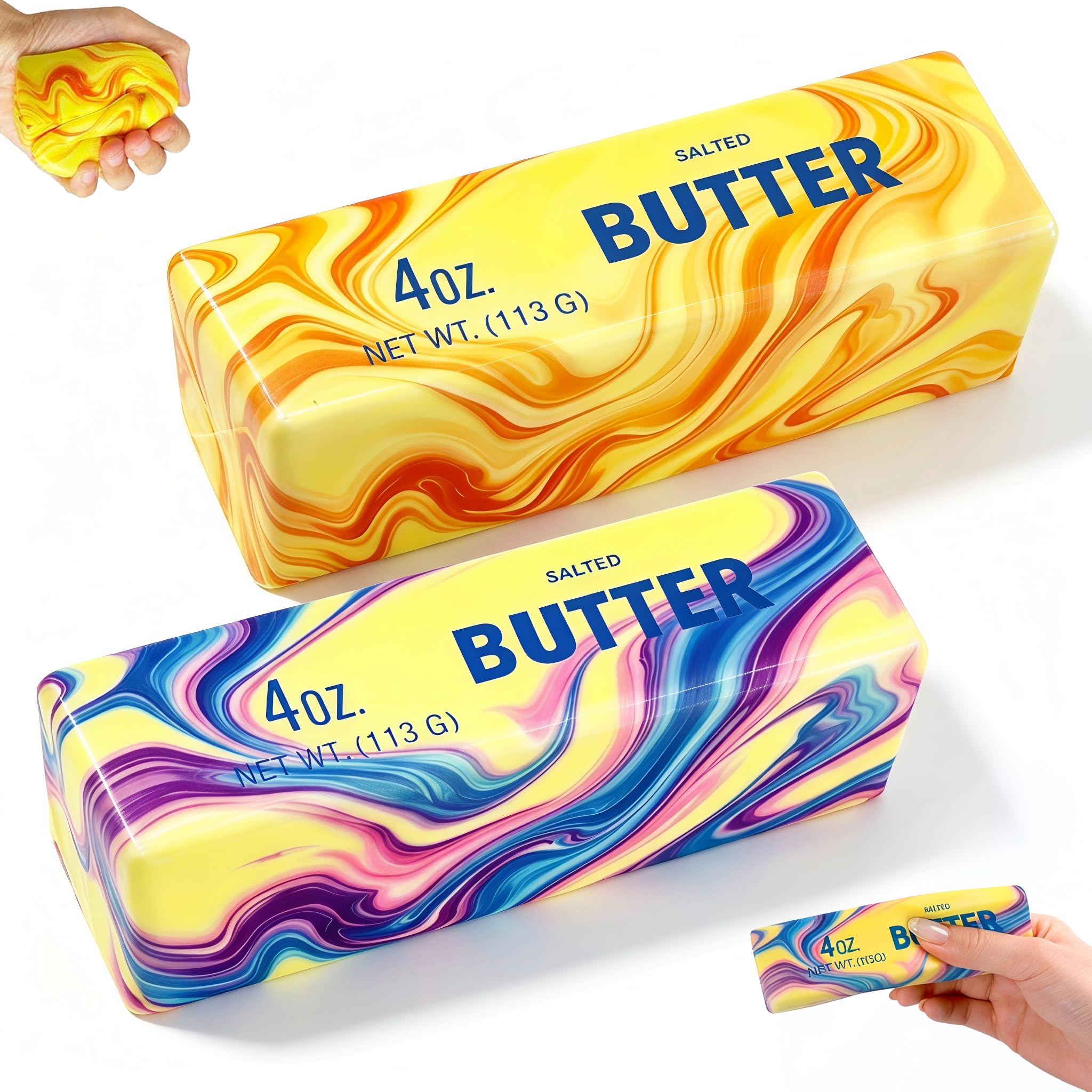 Squeeze Butter Toy, Butter Squishy Stress Toy, Slow Rebound Butter Squeeze Stress Toys, 5.5"x1.4" Stress Relief Sensory Toys for Adults, Funny Novelty Office Desk Decor (B-2PCS) — image 1