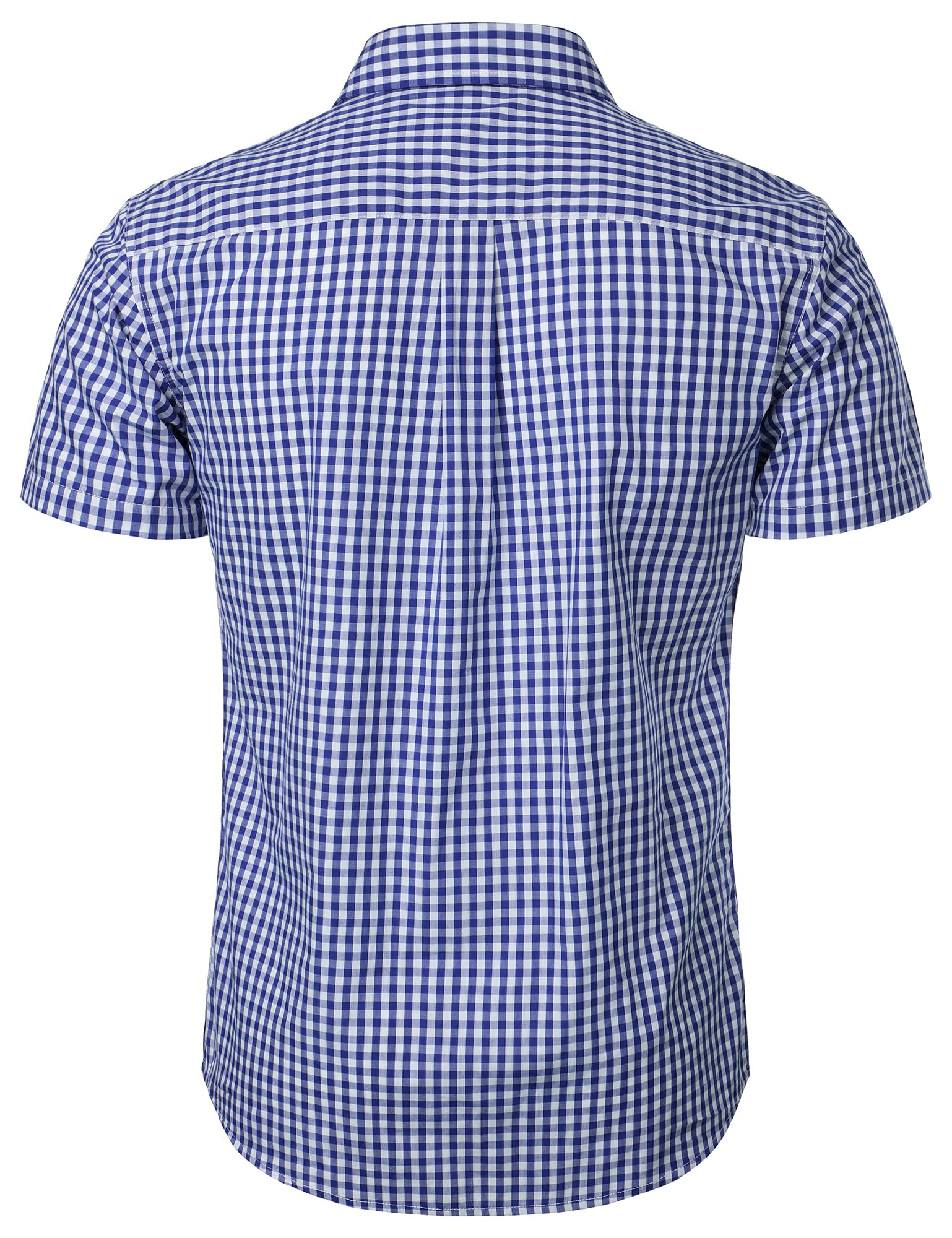 PARKLEES Camicia da uomo casual a quadri con bottoni in cotone a maniche corte a quadretti, vestibilità regolare con tasca