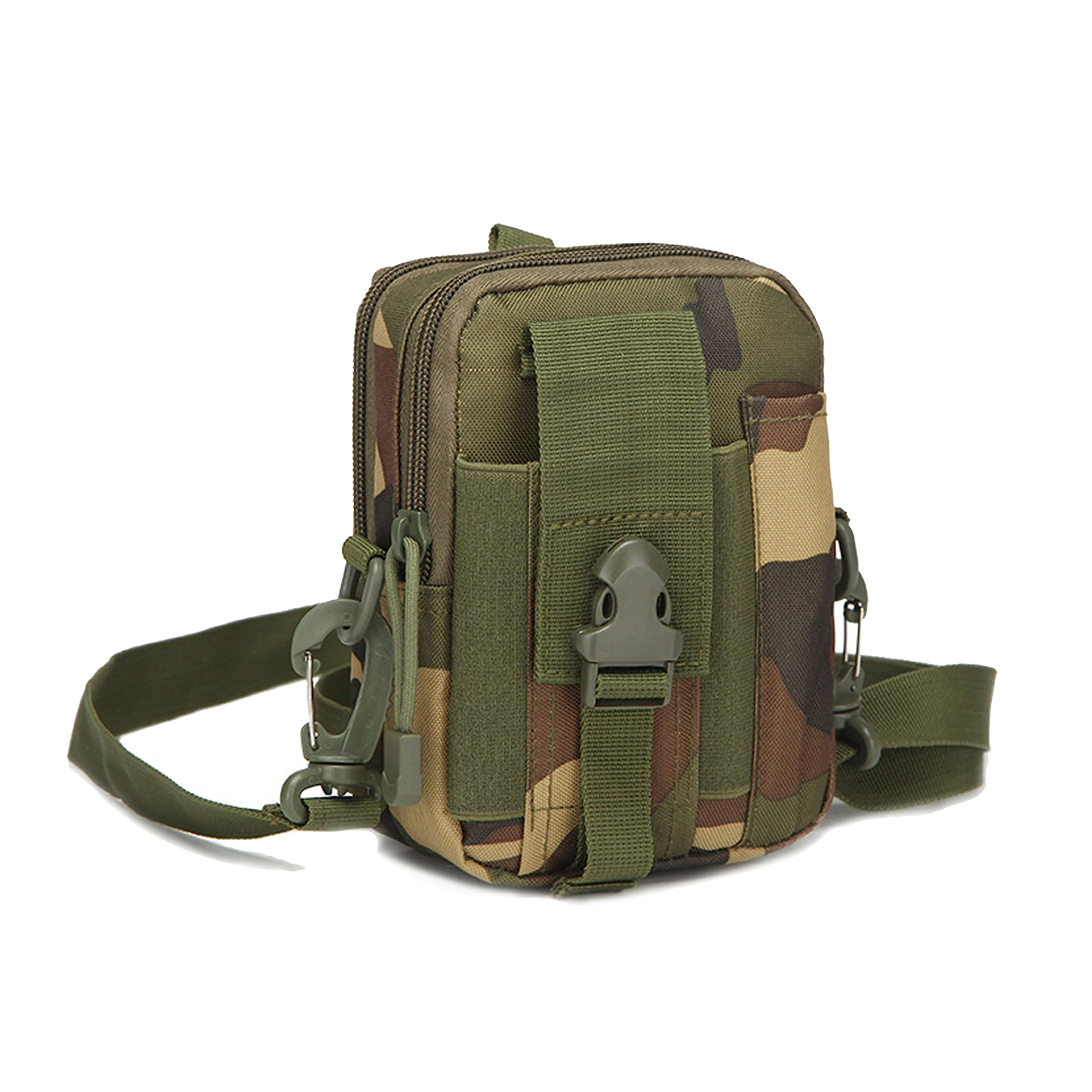 Kraptick Multi-Purpose Water Resistant Waist Bag with Shoulder Strap, Waist Bag Mobile Phone Holder, Waist Pack for Men, Women Camping Hiking Pouch with Dual Compartments (Jungle Camouflage)