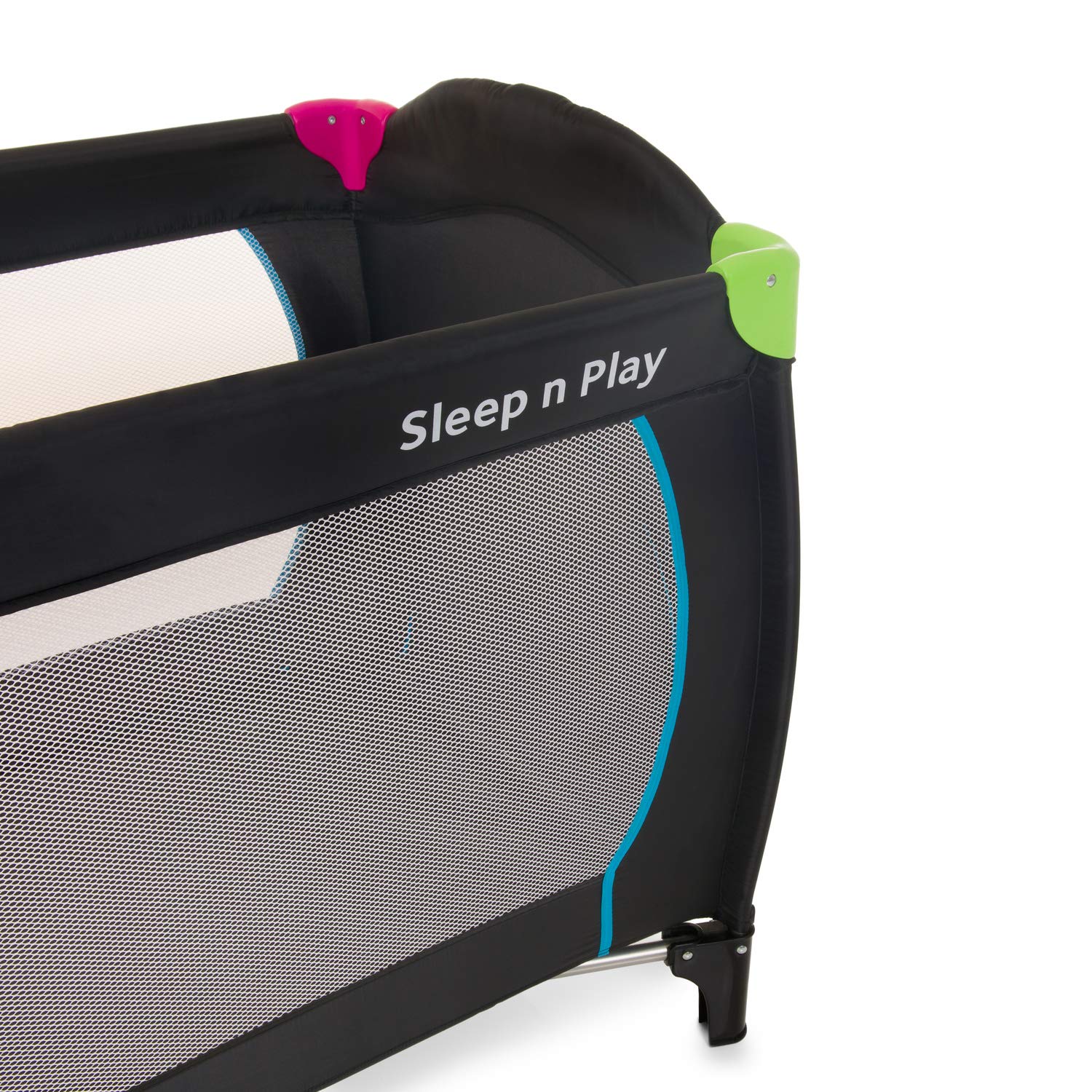 hauck Lettino Da Viaggio Sleep N Play Go Plus - Culla Neonato fino a 15kg - Letto Pieghevole 60x120cm - Box Bambini con Ruote, Apertura Laterale e Borsa - Nero, multicolore