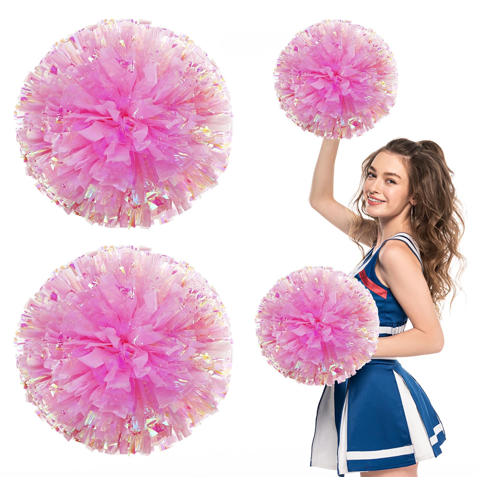 Pompon da cheerleading, 36 pezzi con fori per le dita, pompon per danza ed eventi sportivi (Polvere opaca)