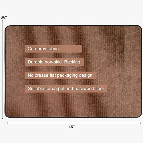 Miniatura 2 de Placoot Tapete de pana resistente para silla de oficina para alfombras y suelos de madera dura, tapete para silla de escritorio para suelos