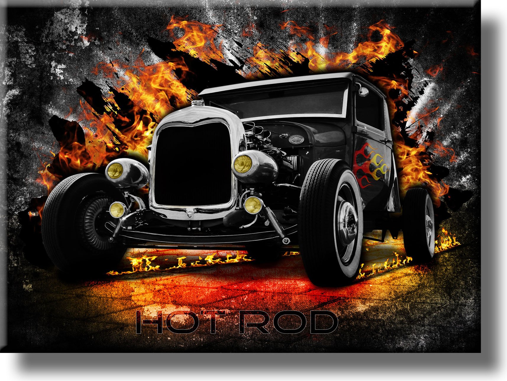 Amazon.com: ArtWorks Decor Hot Rod Classic Car Picture on