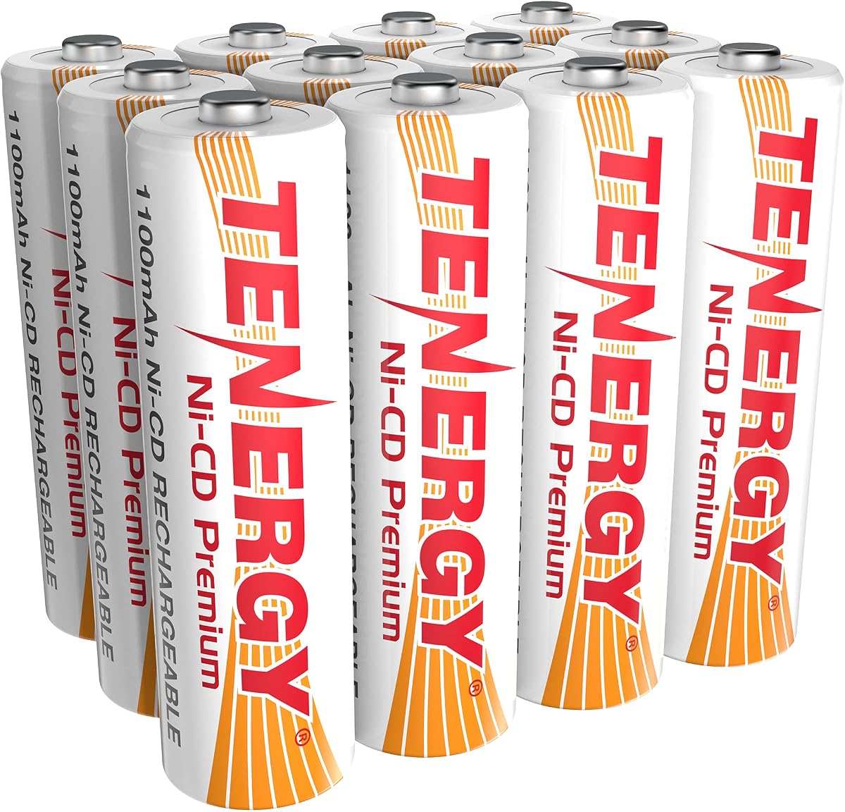 AA Premium NiCd Rechargeable Batteries 1100mAh 1.2V Battery Pack for Solar Lights, Garden Lights, 12 Count