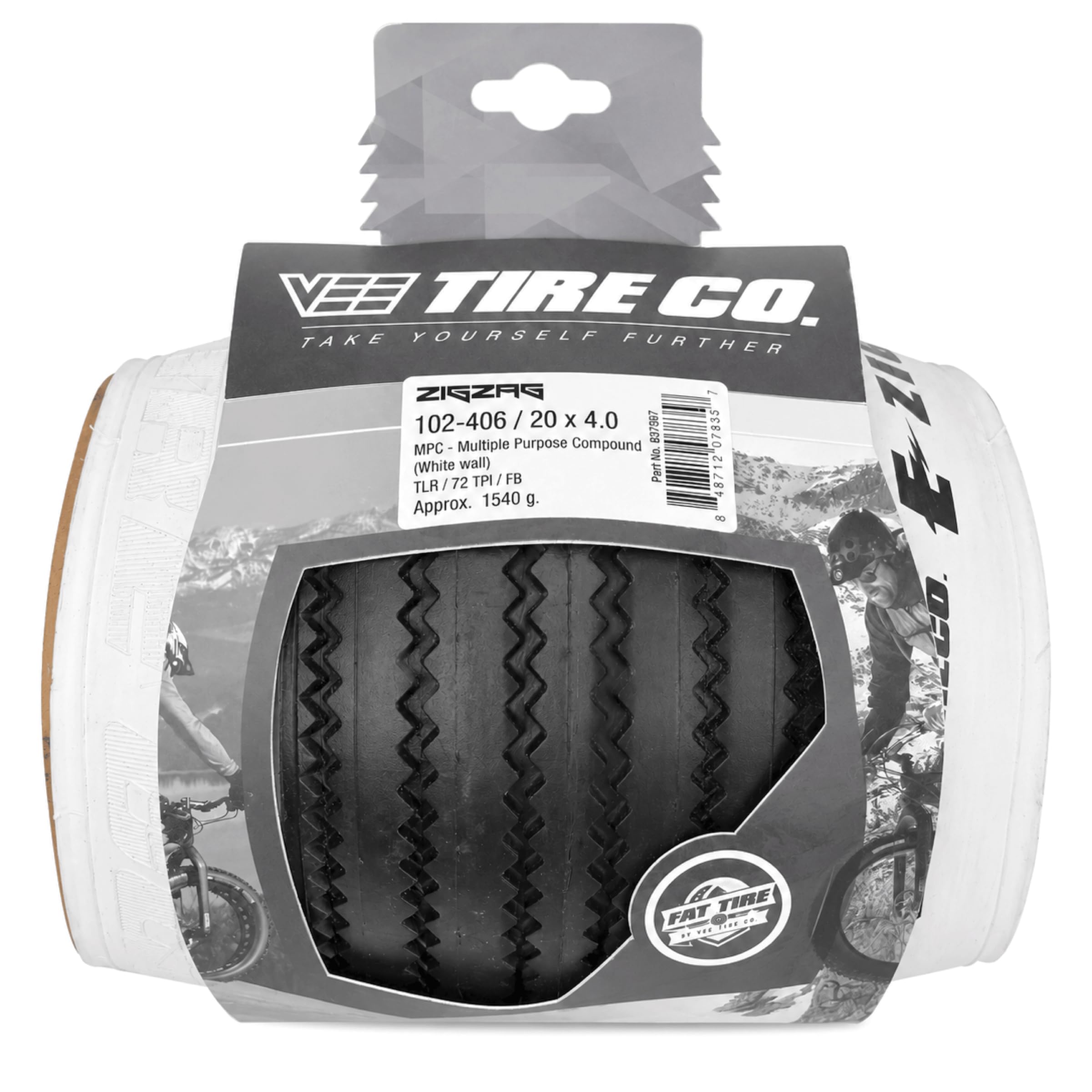 Amazon.com : Vee Tire 20x4.0 White Wall Zig Zag E-Bike 50 Tubeless