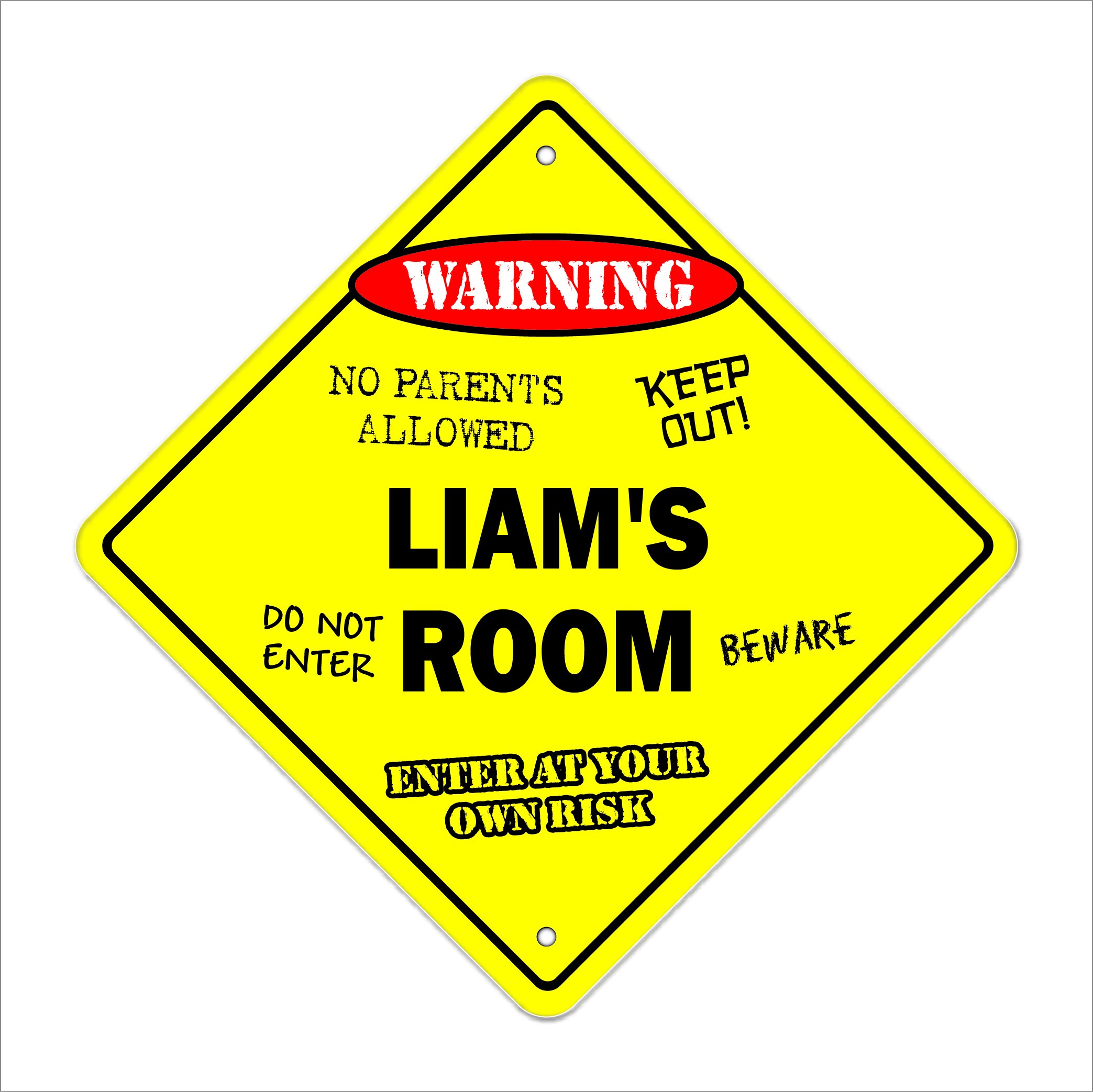 Liam's Room Sign Crossing Zone Xing | Indoor/Outdoor | 12" Tall Kids Bedroom Decor Door Children's Name boy Girl