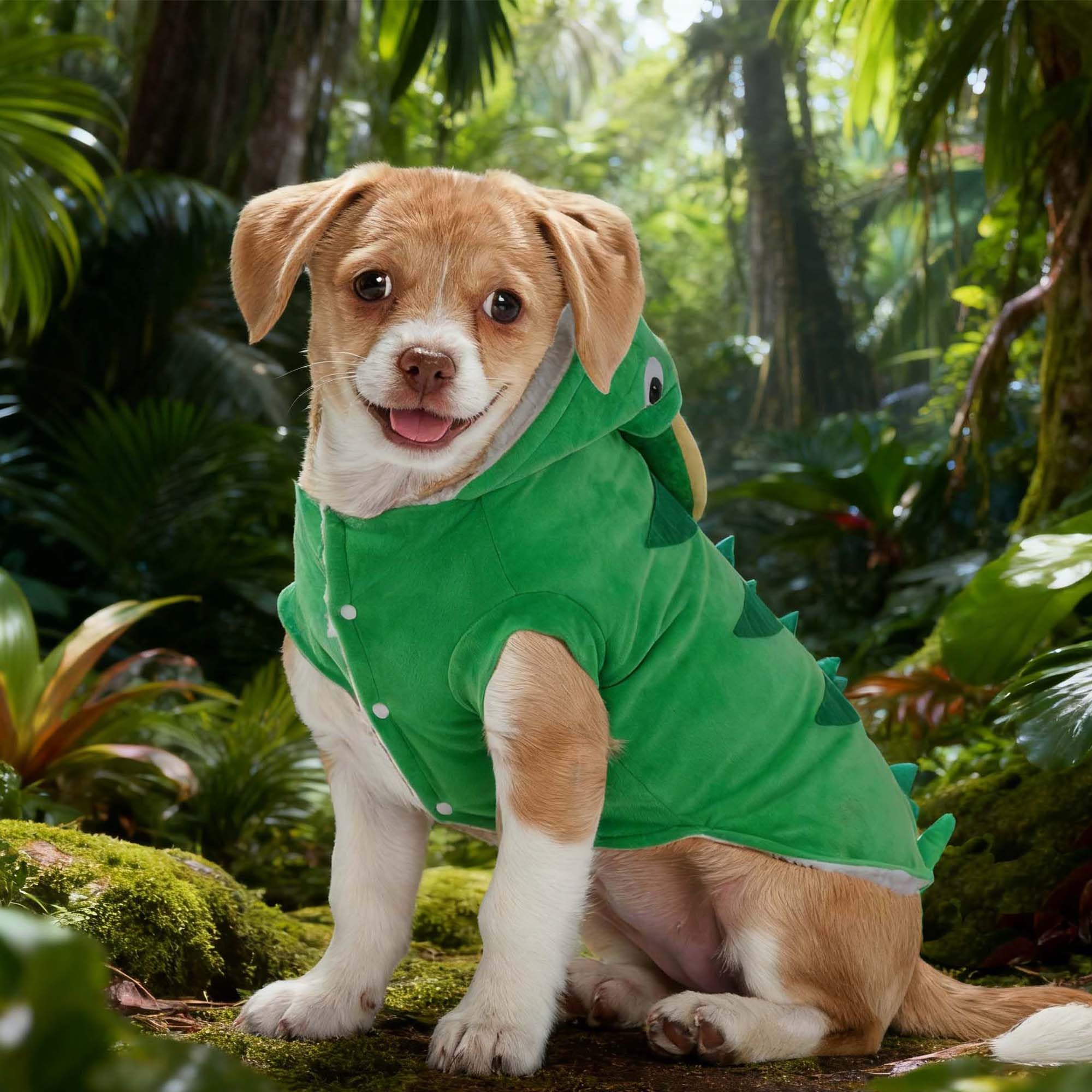 MuYaoPet Chameleon Dog Costume for Halloween,Winter Fleece Pet Cat Coat Jacket for Small Medium Large Dog,Pet Funny Clothes Hoodie Labrador Bulldog Chihuahua(Green - Image 3