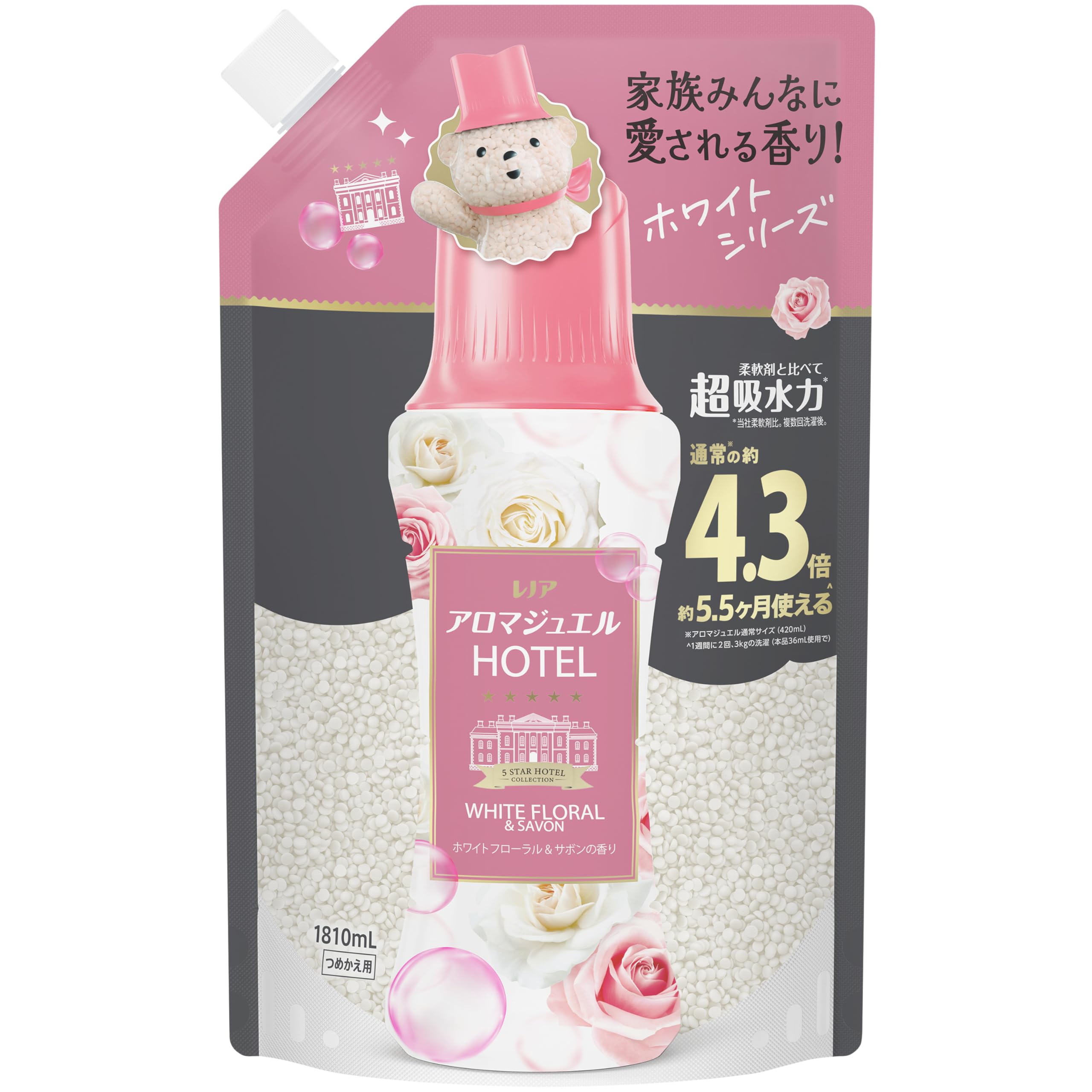 レノア アロマジュエル HOTEL お洗濯の香り付けビーズ ホワイトフローラル＆サボンの香り 詰め替え 1810mL [大容量]