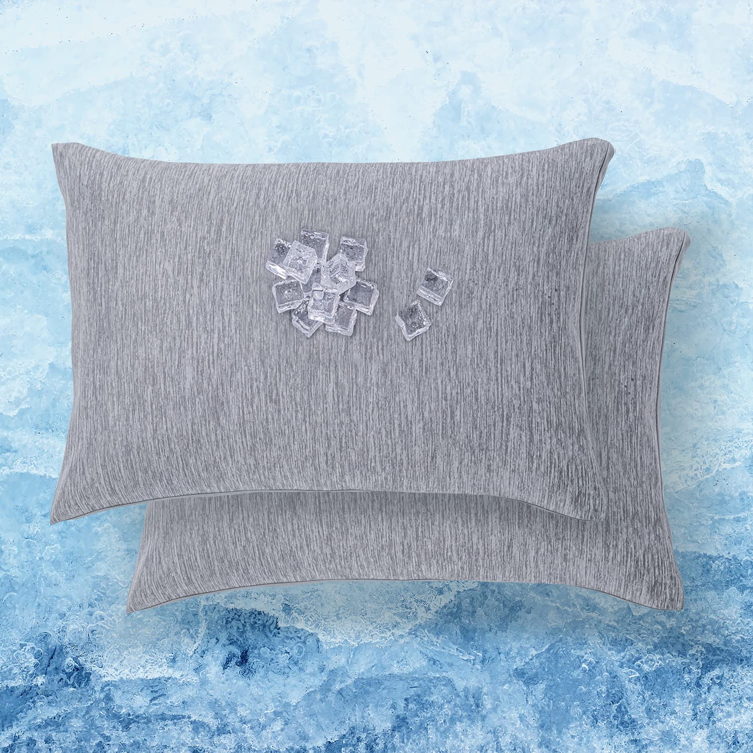Bedsure Queen Pillowcases Size Set of 2 - Grey Cooling Cotton Pillow Cases for Hot Sleepers with Envelope Closure, Breatha...