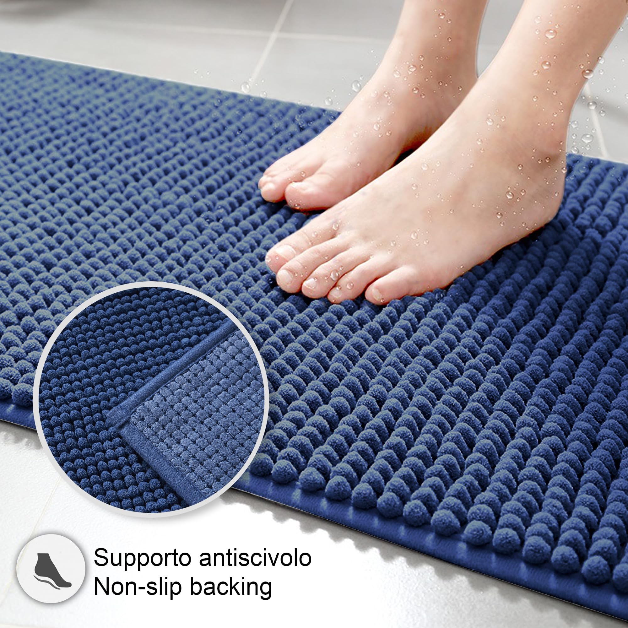 Tappetino Da Bagno In Ciniglia 75x150 Cm – Super Assorbente, Morbido, Lavabile In Lavatrice, Fondo Antiscivolo TPR, Per Bagno, Cucina E Camera Da Letto - 4