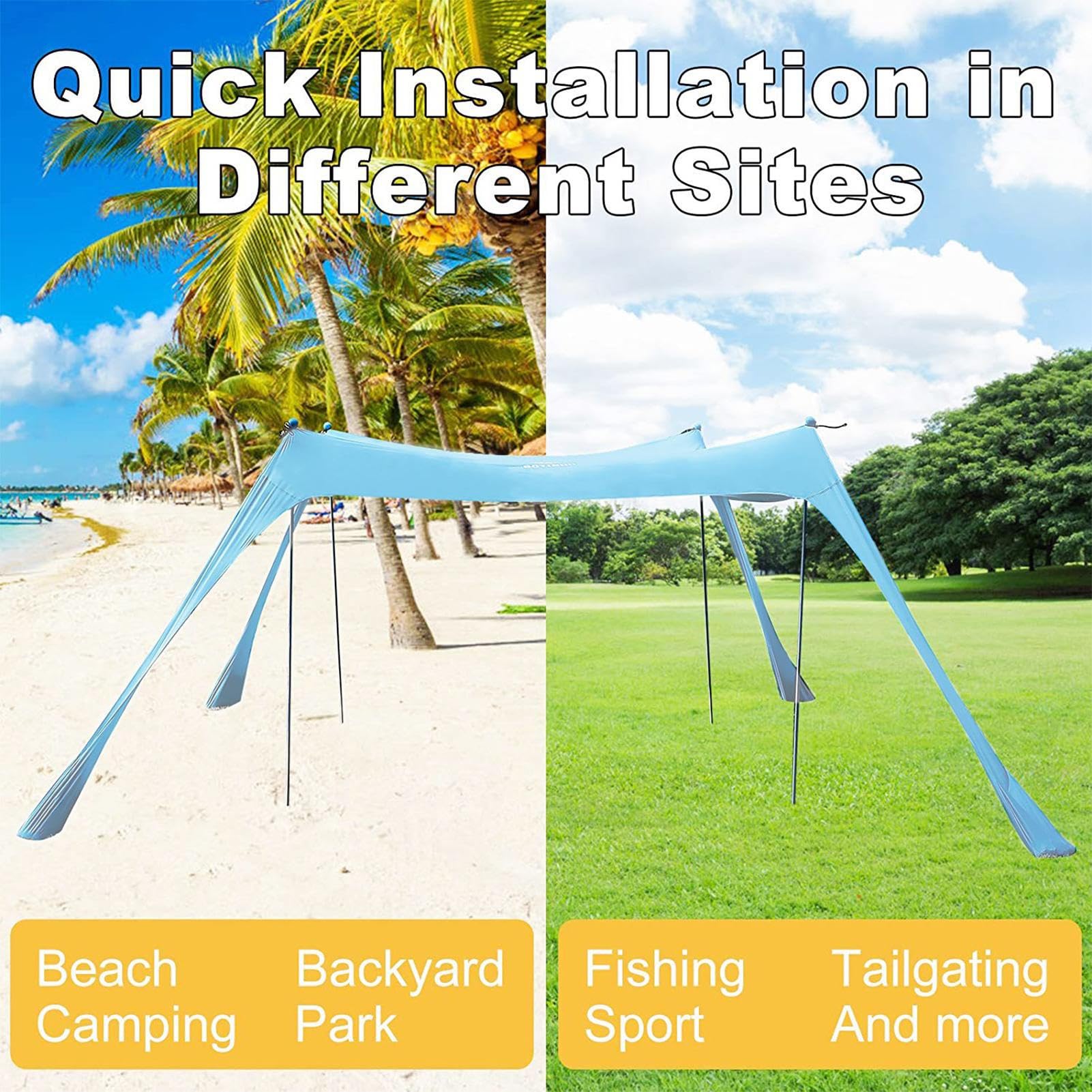 Tienda de campaña para playa, refugio de playa portátil, toldo para playas, parasol para parque, jardín, picnic, suministros de protección UV estable para campo de pesca, actividades al aire libre