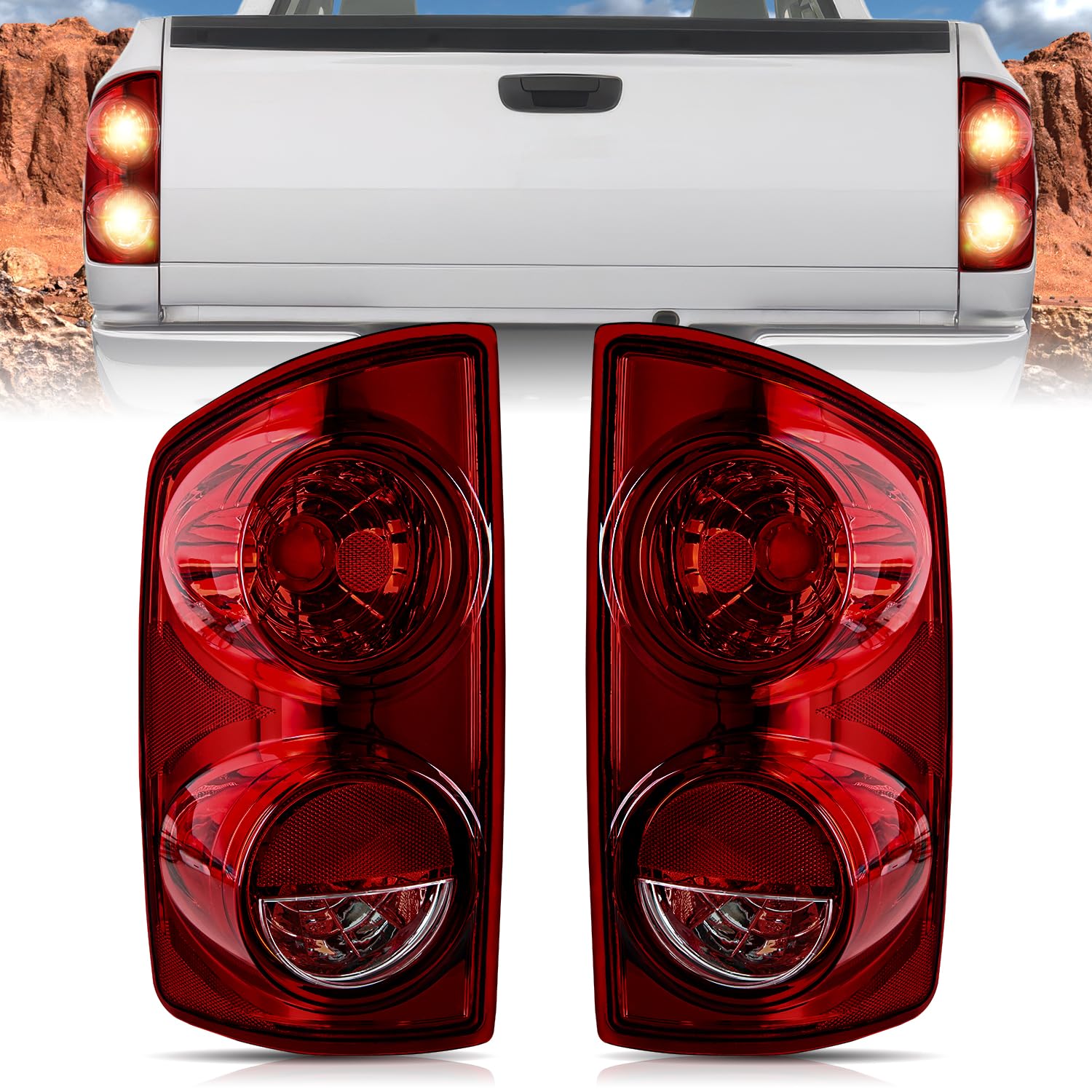 Nilight Taillight Assembly Compatible with 2007 2008 Dodge Ram 1500