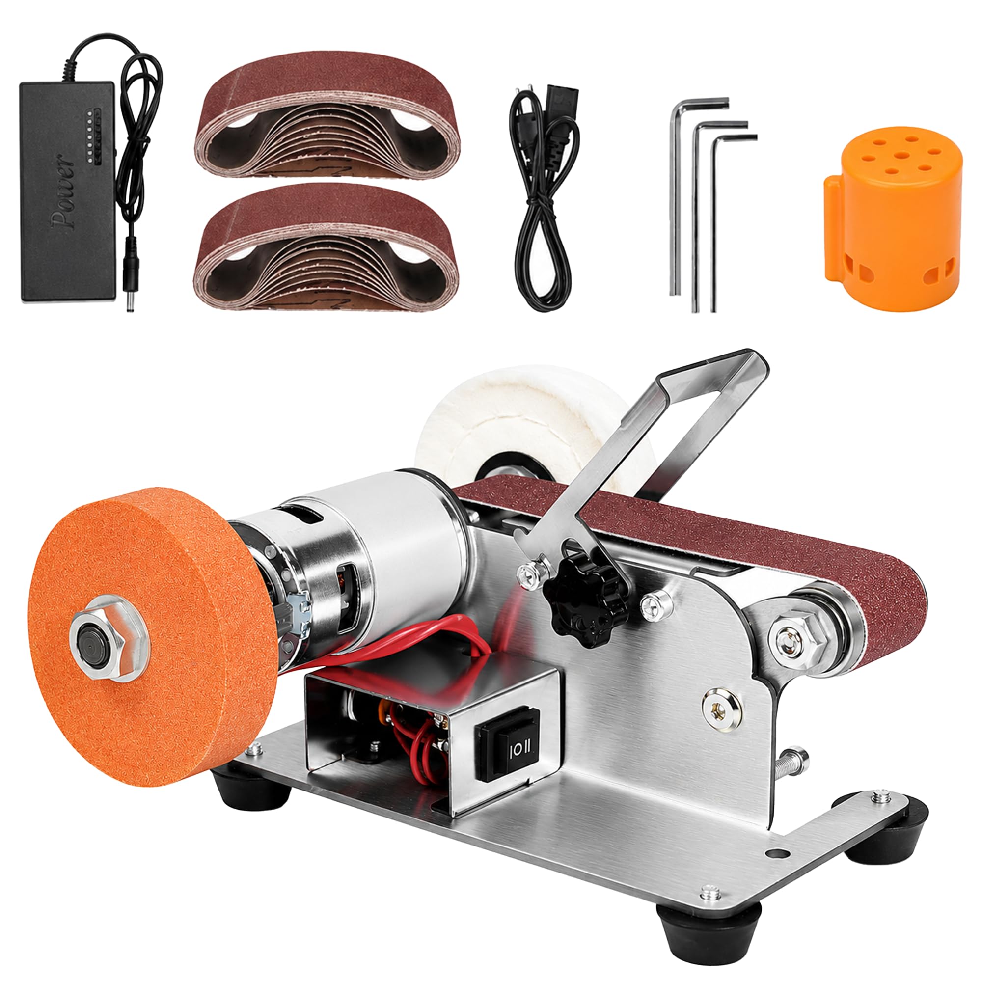 3-in-1 Mini Belt Sander for Wood - 7-Speed Adjustable Bench Sander
