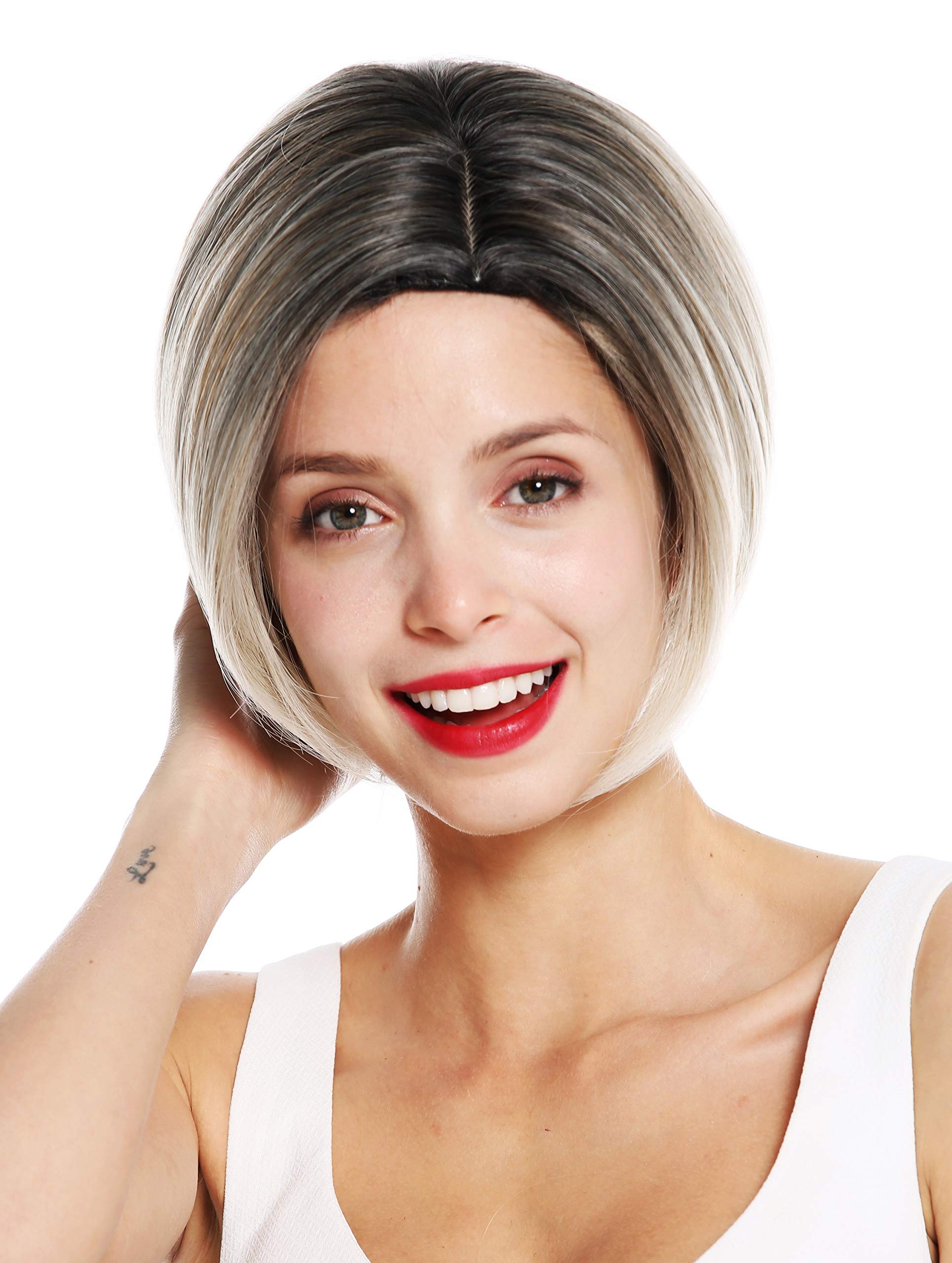 WIG ME UP - 1940-27T60R women's quality wig short sleek bob parting ombre dark hairline blonde highlights - Image 2