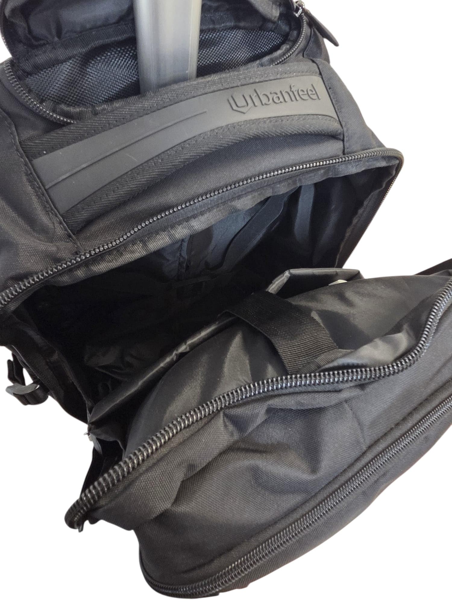 URBANFEEL Mochila con Ruedas y Asa Telescópica, Color Negro, Múltiples Compartimentos, Maleta de Viaje Portátil, 40L