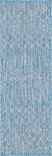 Vista 458 de Unique Loom Alfombra Colección enrejado Marroquí Celosía Transicional Interior y Exterior, Polipropileno Gris carbón/natural