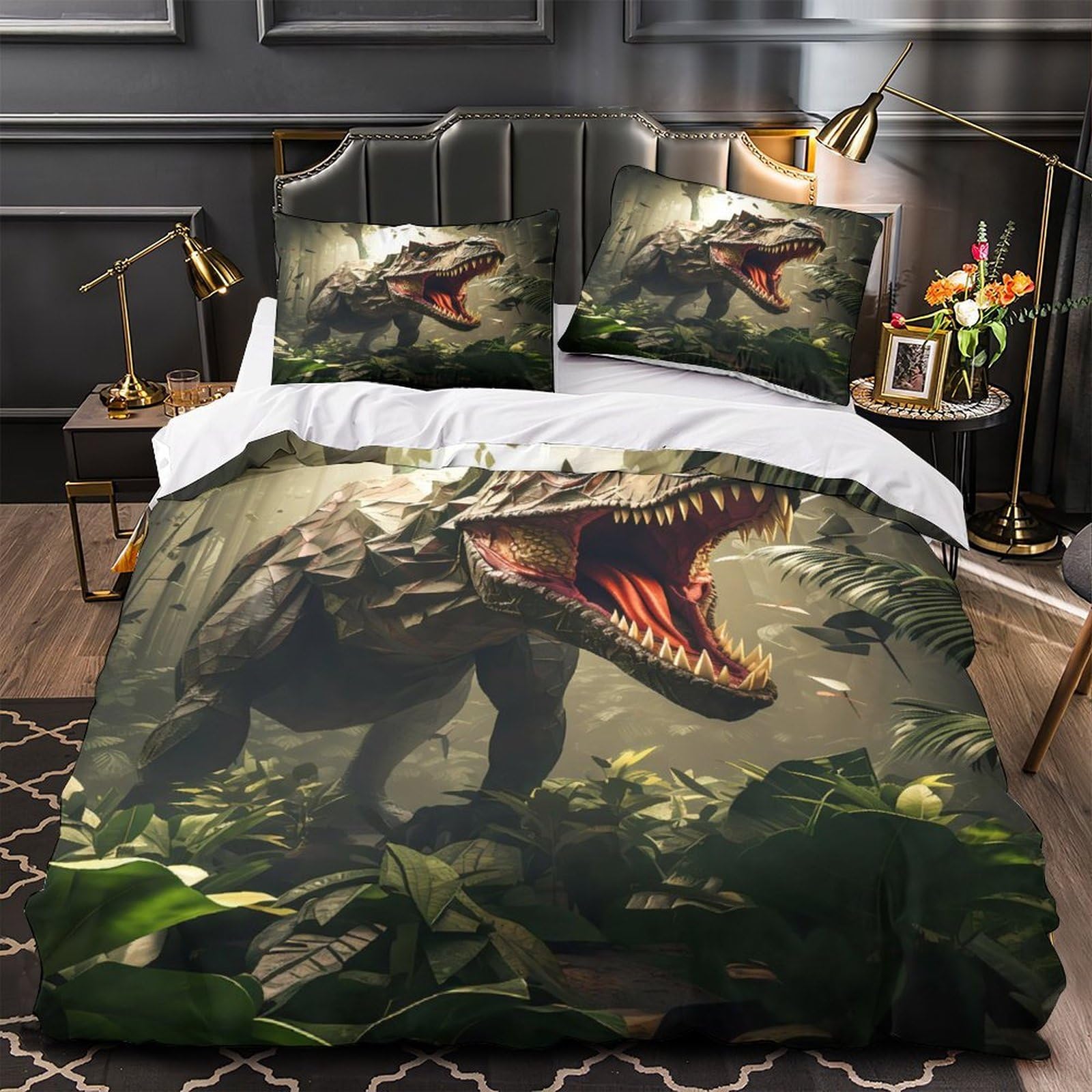 Parure de lit dinosaure 3D en microfibre housse de couette enfant 140x200