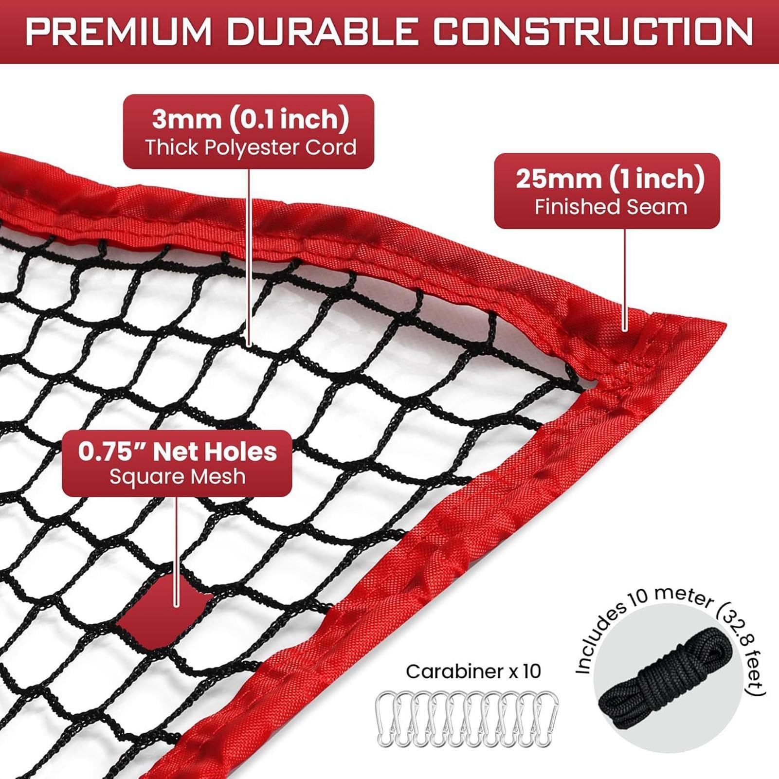 Red de bateo de béisbol, red de práctica de bateo resistente, red de bateo de béisbol plegable, red de rebote duradera para lanzar pelotas de patio, red de entrenamiento portátil para campo