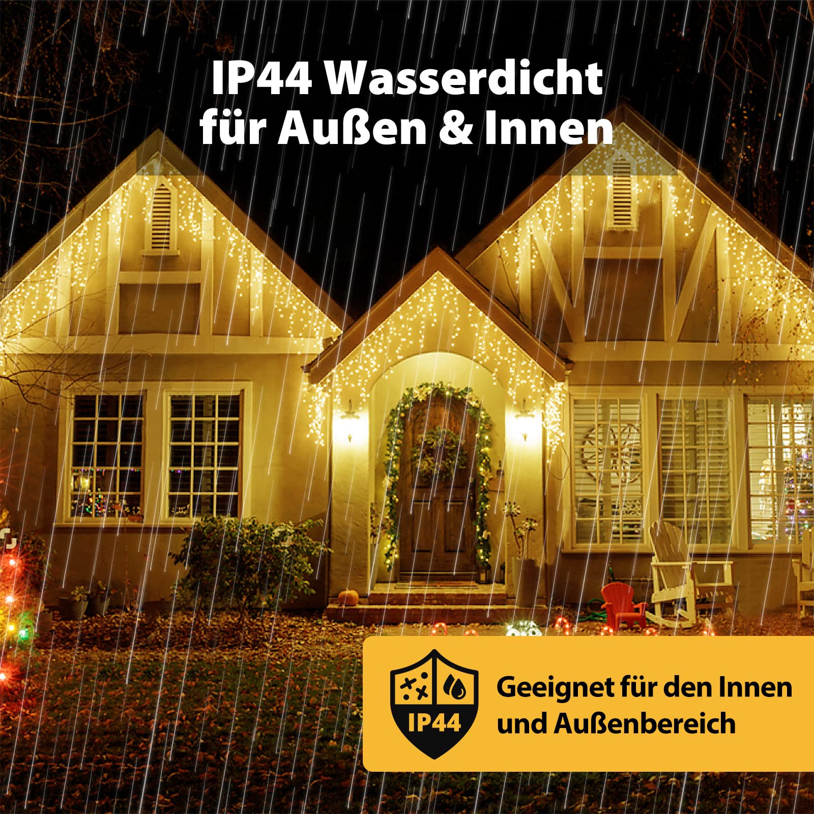 SALCAR Cortina Luces Navidad Exterior, 15M 608 LED Guirnalda Luces Navidad con Control Remoto, Impermeable 8 Modos Guirnaldas Luminosas Decoración Interior y Exterior, Blanco Cálido