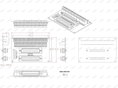 Miniatura 9 de D-SUB Módulo de interfaz de bloque de terminales de placa de ruptura macho-hembra (DB9)