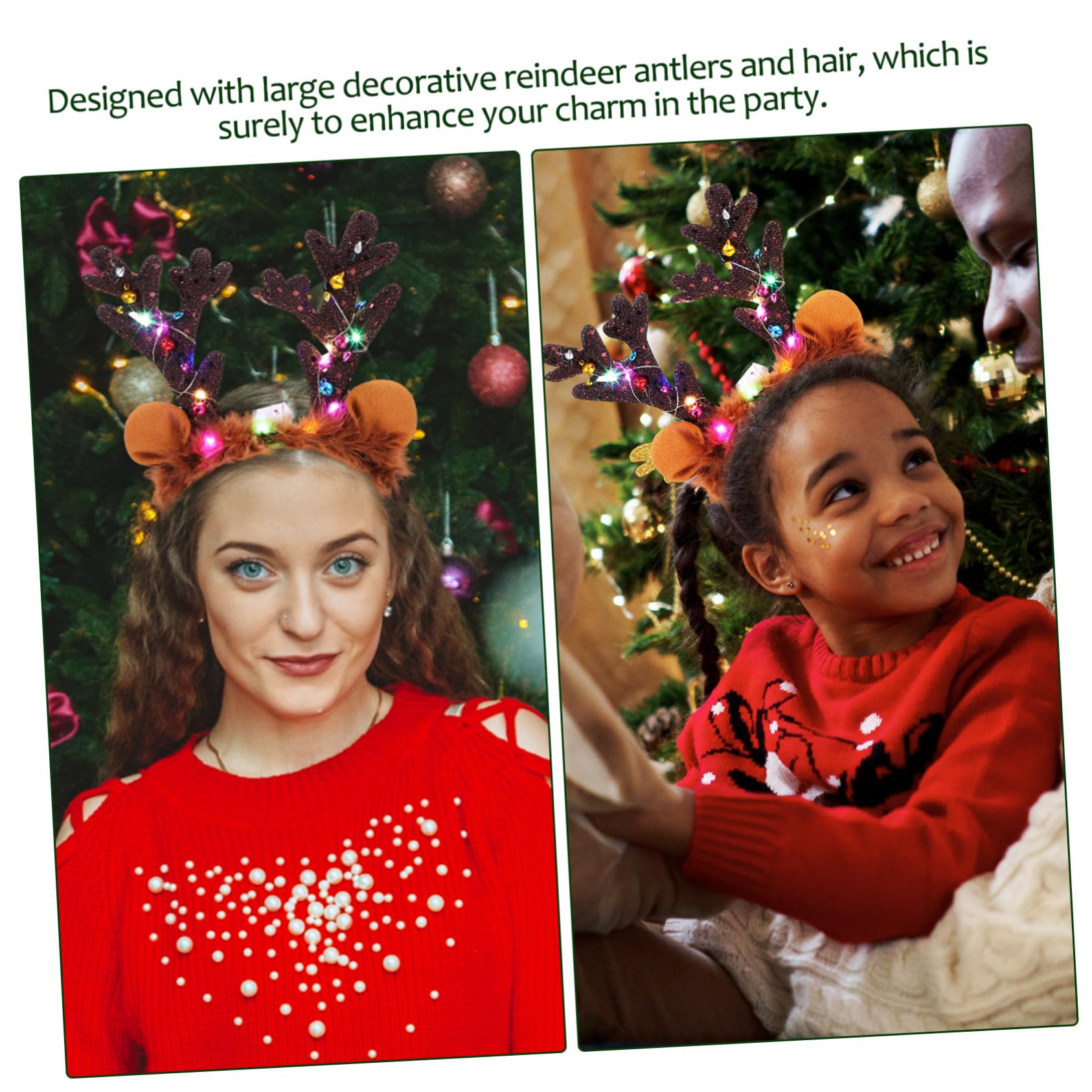 ibasenice 3pièces Bandeaux Renne Noël Accessoires De Tête Adorables pour Fête Cosplay Confortables Et Légers Décorations De Noël