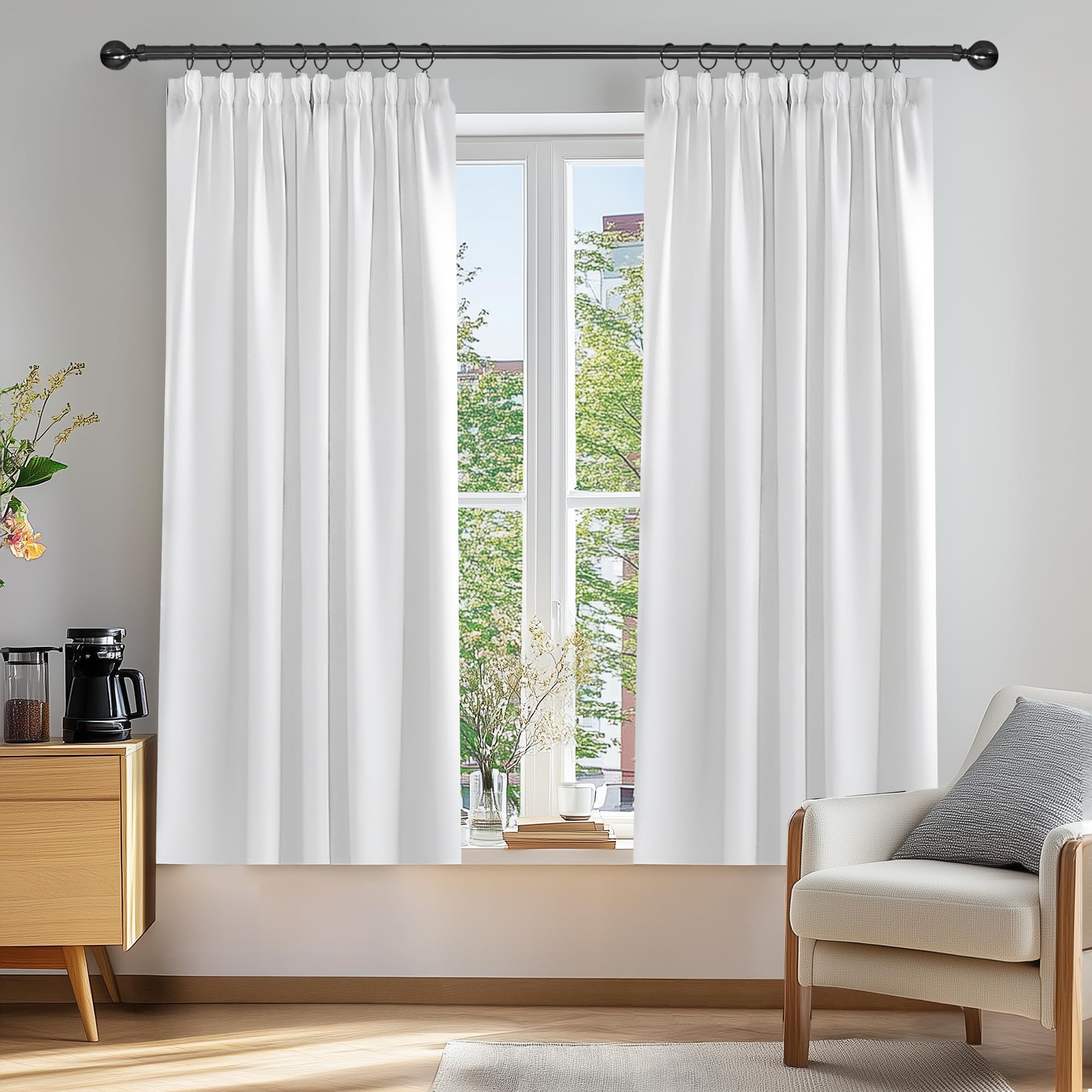 Deconovo Silver Grey Super Soft Blackout Curtains Thermal Insulated Pencil Pleat Room Darkening Curtains For Livingroom 46 X 54 Inch 1 Pair