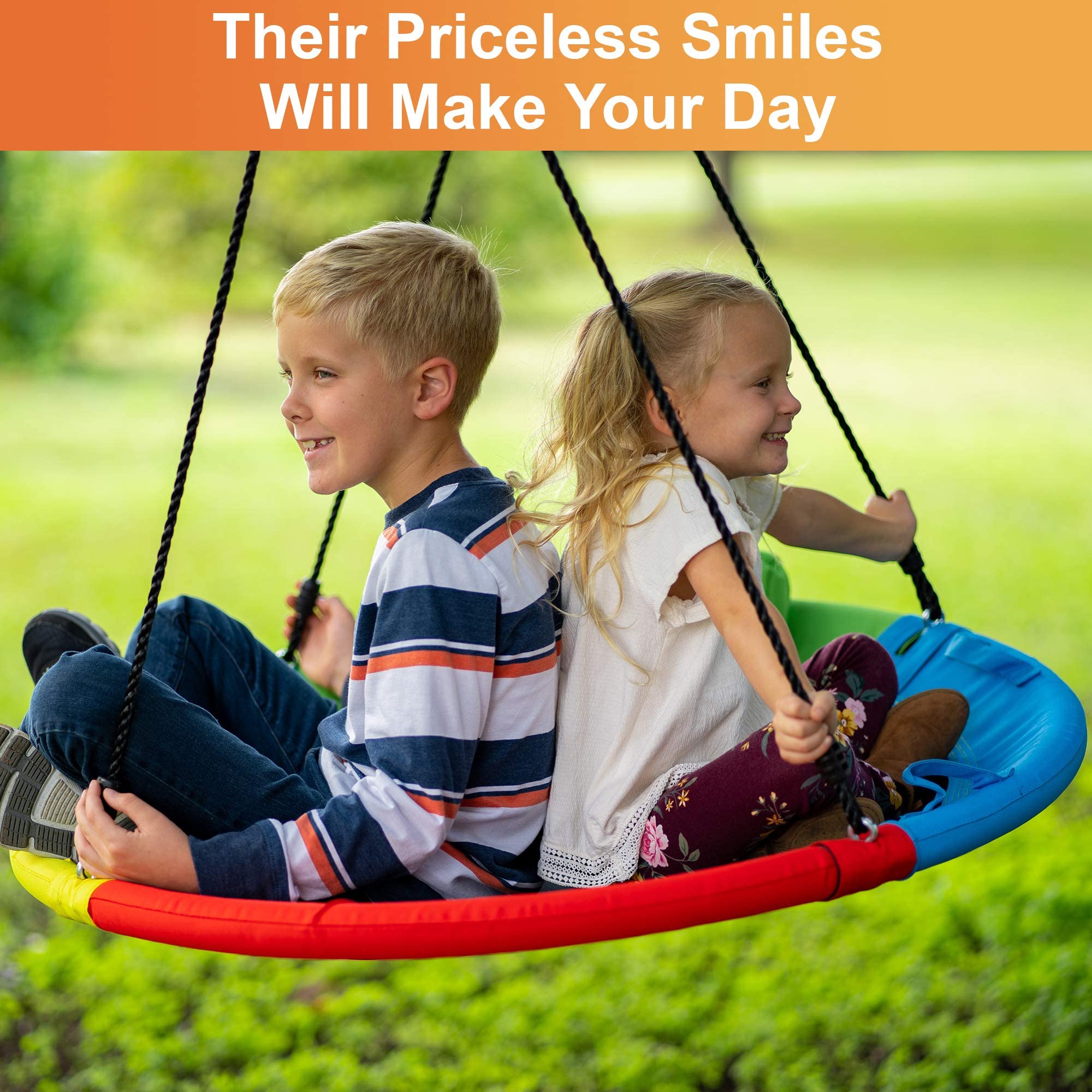 Large Round Tree Swing for Kids Outdoor 40" Saucer Swing for Swingset