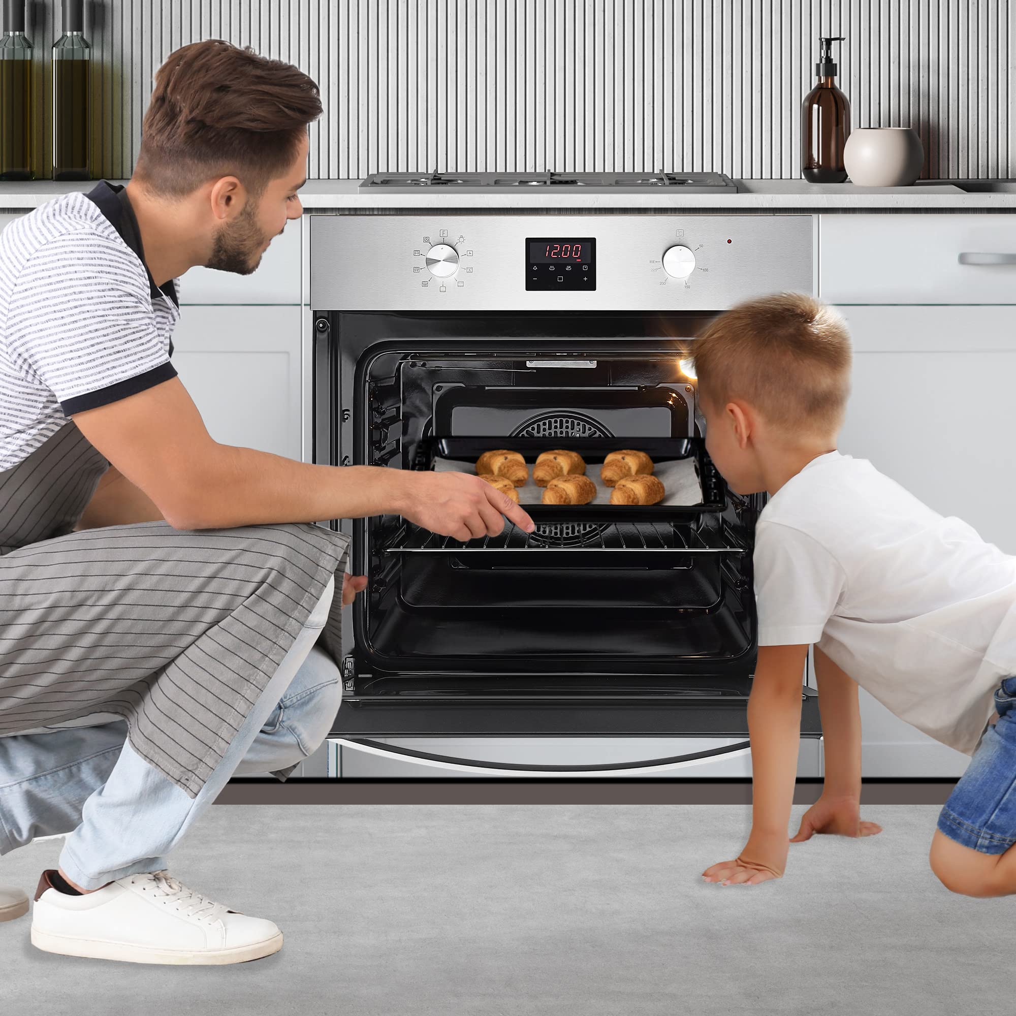 Empava Einbaubackofen, Backofen Autark 72L,Dampfbackofen, Oven 2800W, Einbaubackofen Ohne Kochfeld, Einbauherd, Backofen mit Dampffunktion, Einbau Backofen, Backrohr, 9 Funktionen Einbauherd Autark