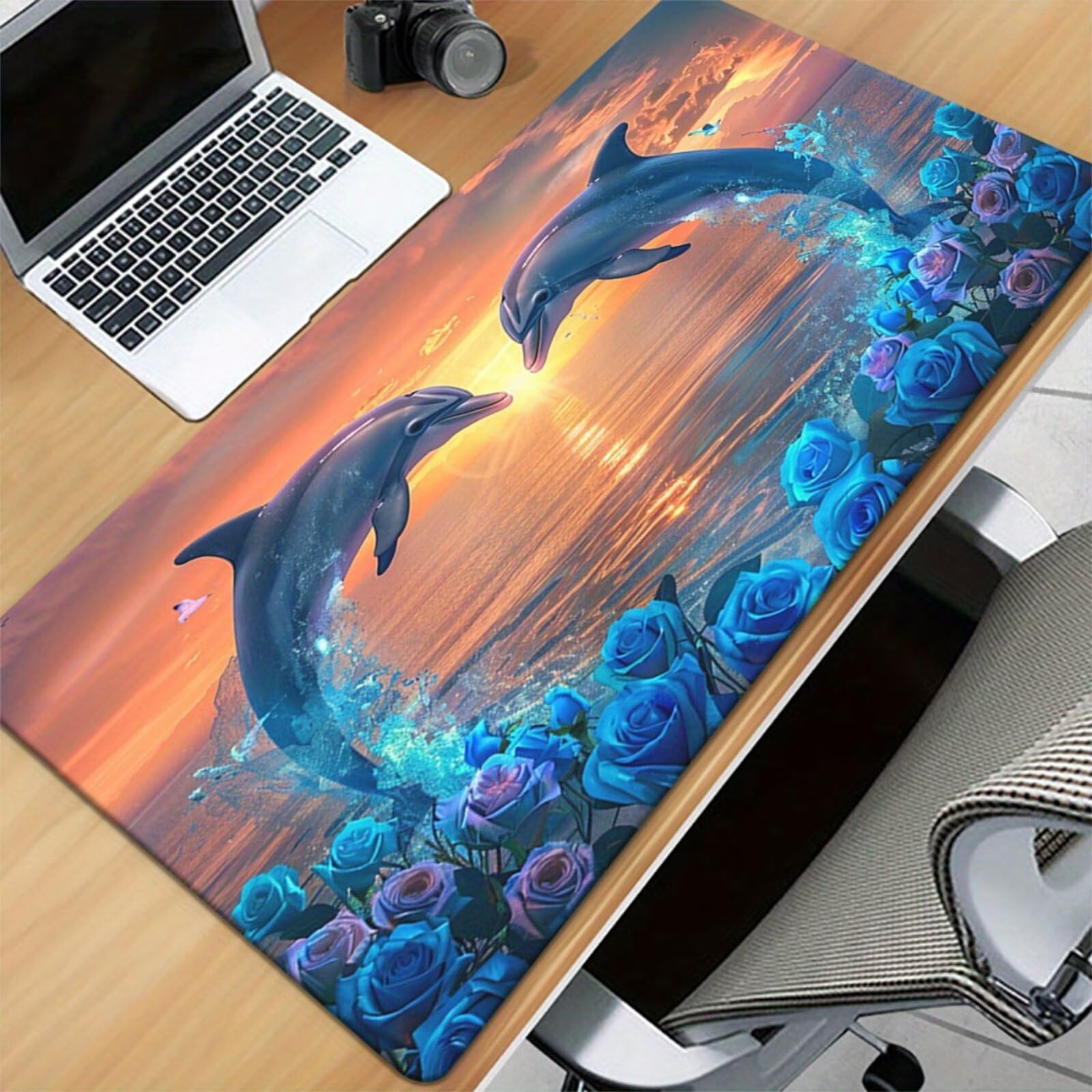 Tappetino Mouse da Gioco 1200x600x2mm, Rosa Delfino Mouse Pad XXL ad Alta Precisione e Velocità, Base in Gomma Antiscivolo Ultra-Grip, Tappetino per Scrivania Tastiera e PC