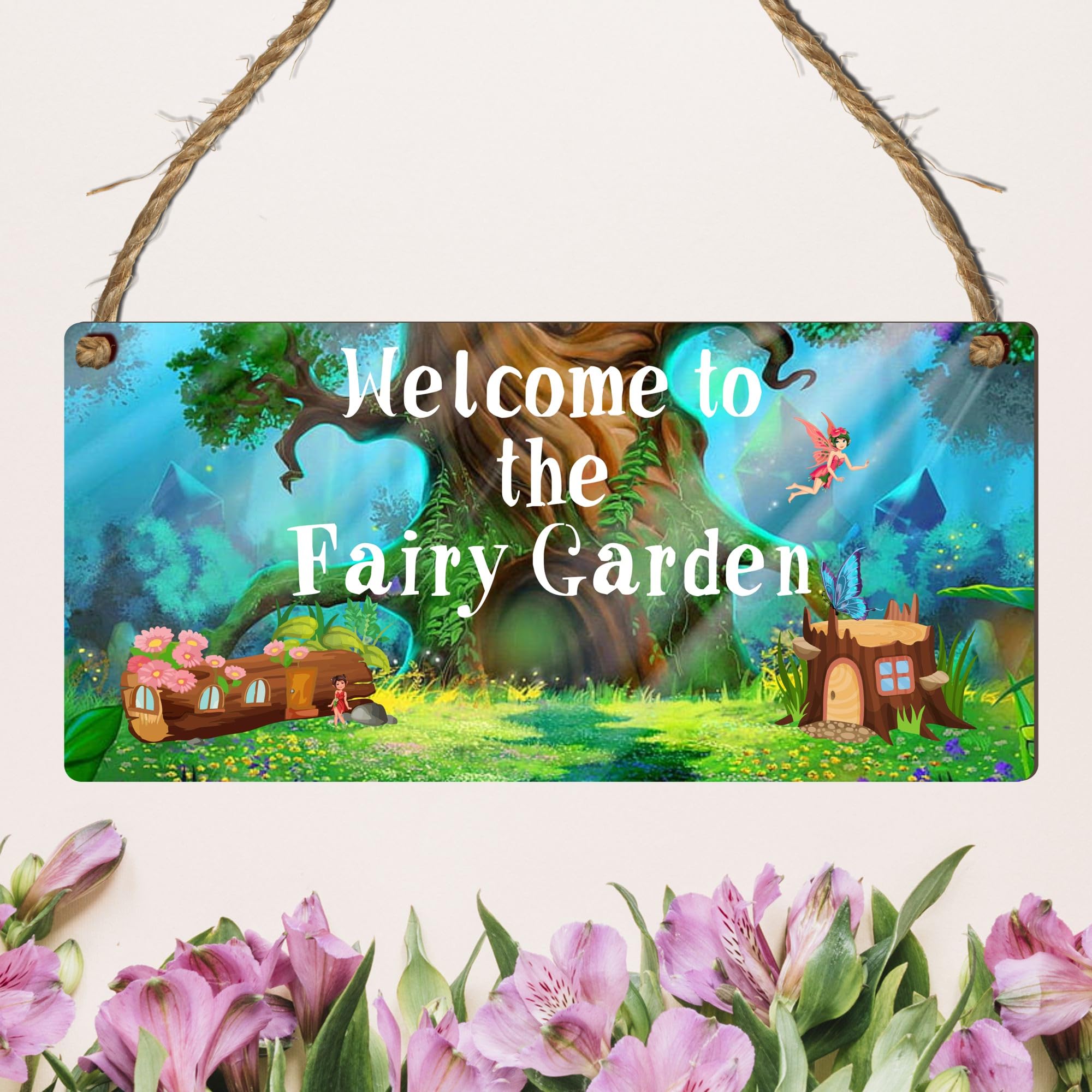 Meijiafei Willkommensschild – 'Welcome To The Fairy Garden', 25,4x12,7 Cm, Garten- Und Hängedeko