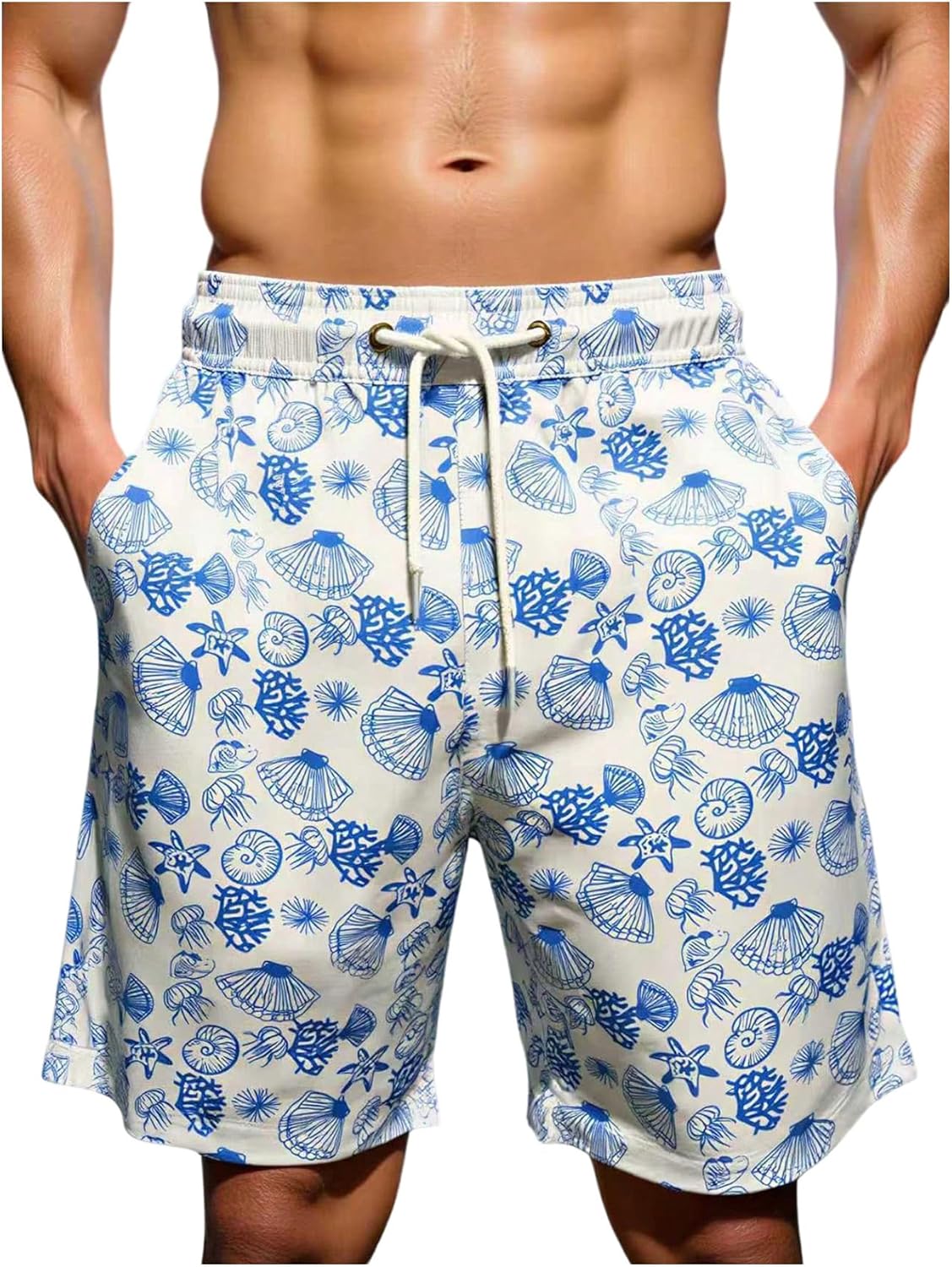 BEAUDRM Men's Leopard Swim Trunks Hawaiian Beach Shorts Cheetah Swimsuit Drawstring Waist Bathing Suit Board Shorts