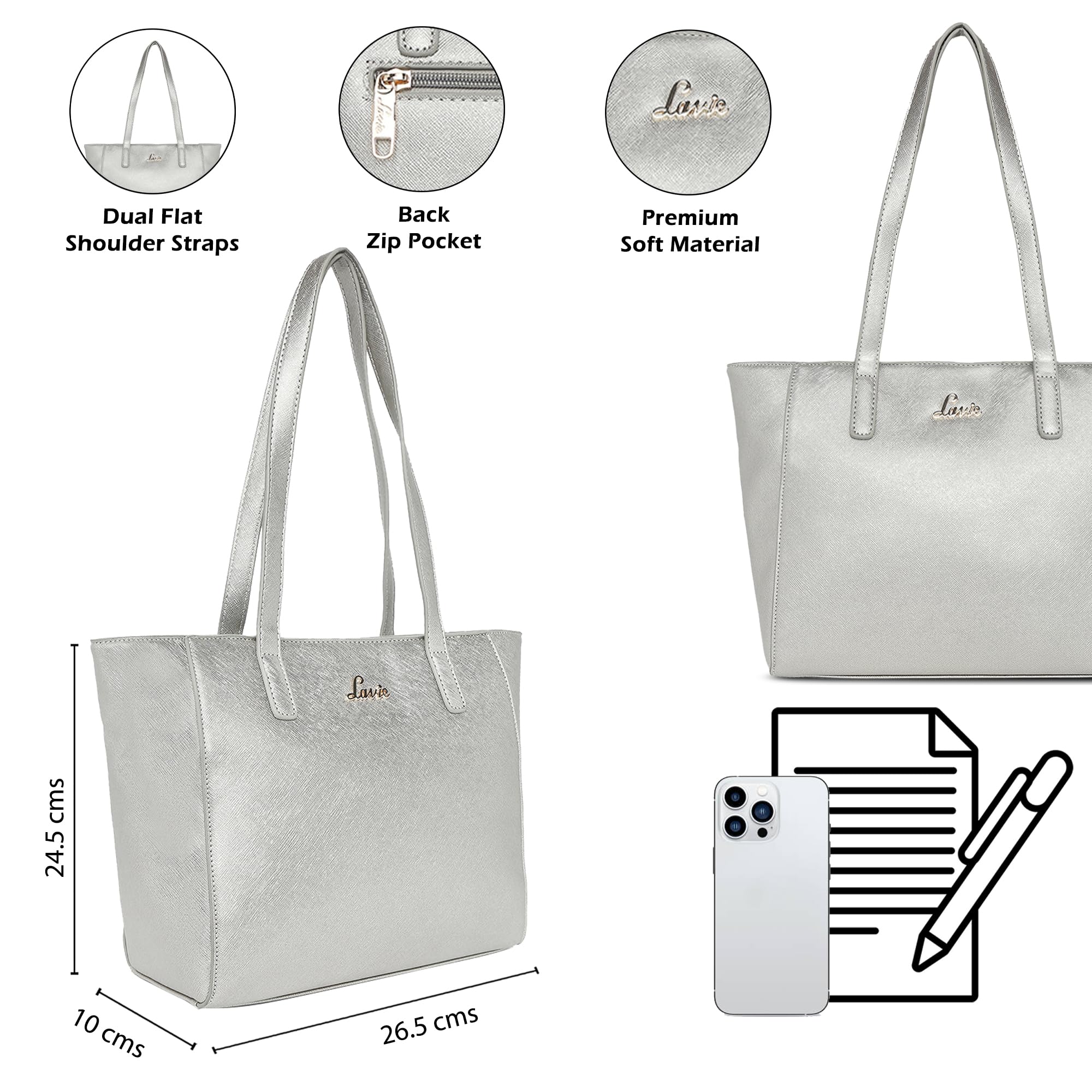 Lavie Betula 1 SM EW Women's Tote Bag (Silver)(HCES450016M2) 1