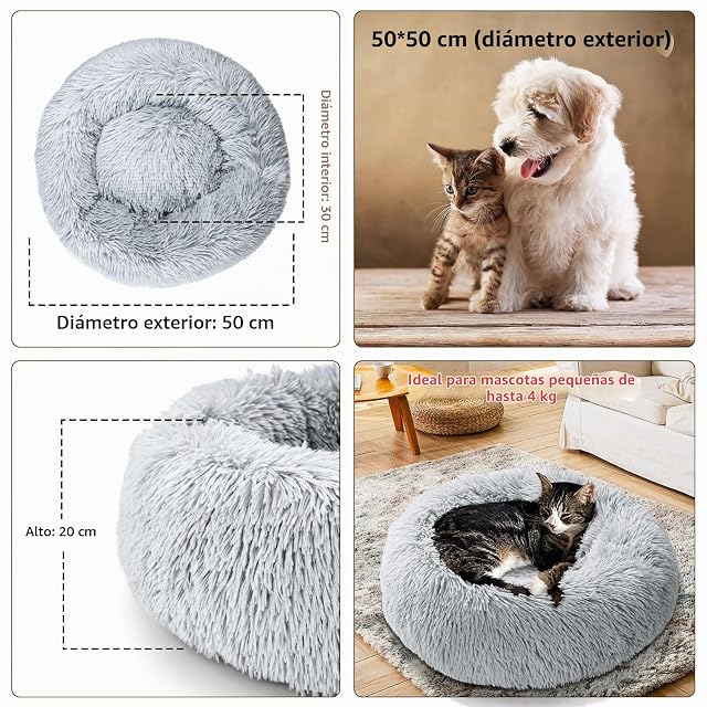Foto 3 de 8 de TOHDNC Cama Redonda para Gatos 50cm