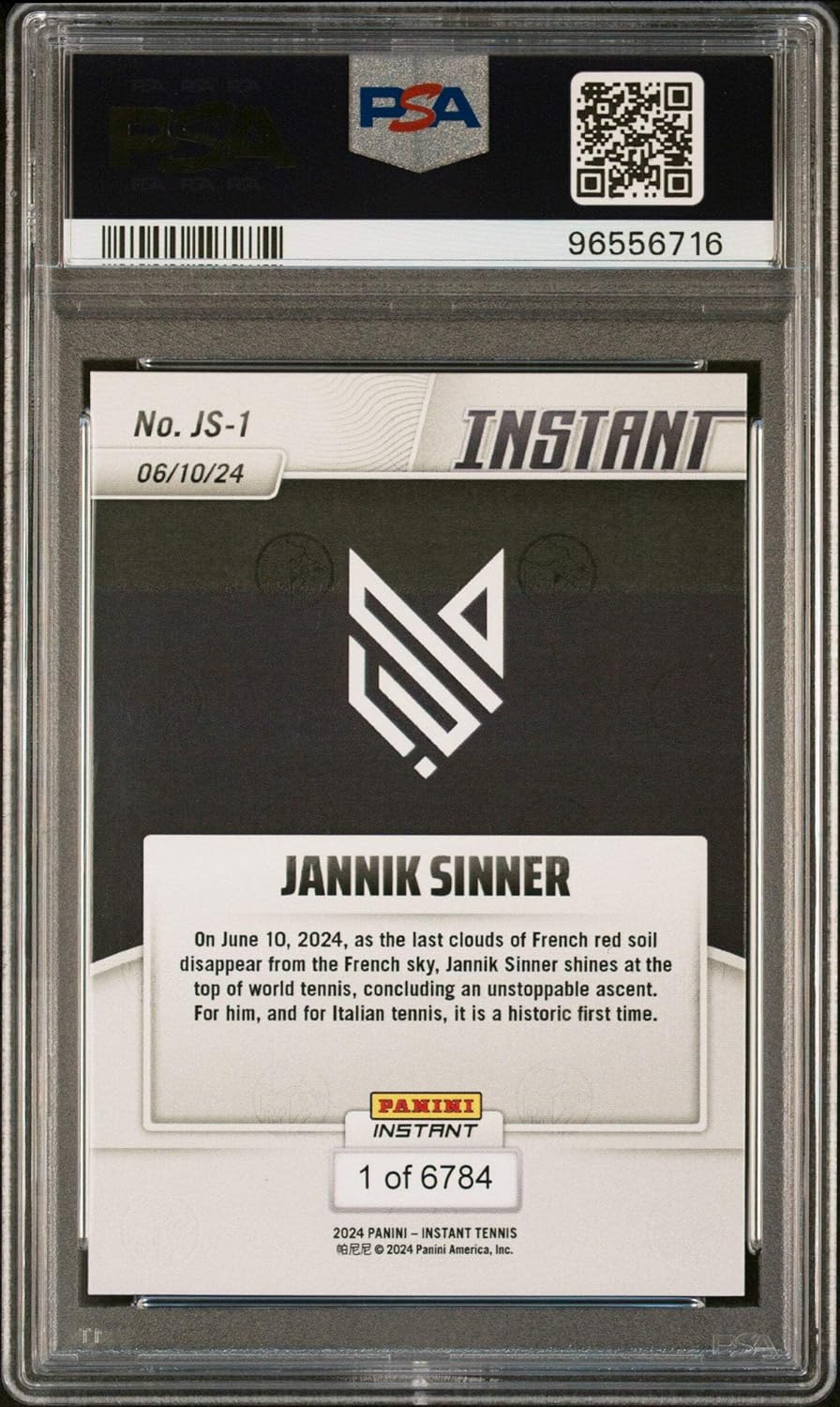 Graded 2024 Panini Instant Jannik Sinner #JS1 New World #1 Rookie RC Tennis Card PSA 10 Gem Mint