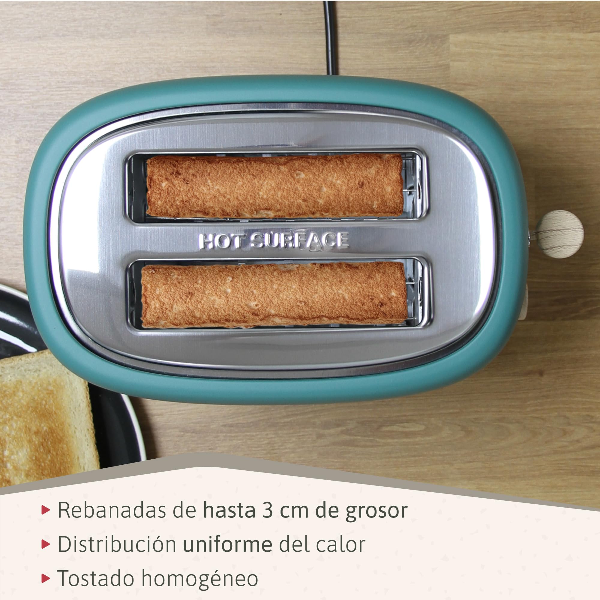 briebe Nordic Set Tostadora Pan Ranura Ancha 2 Rebanadas, 6 Niveles Tostado + Tetera Silbante 2,3 L Infusiones, Acero Inoxidable, Inducción, Libre BPA, Pack Desayuno Diseño Nórdico Verde
