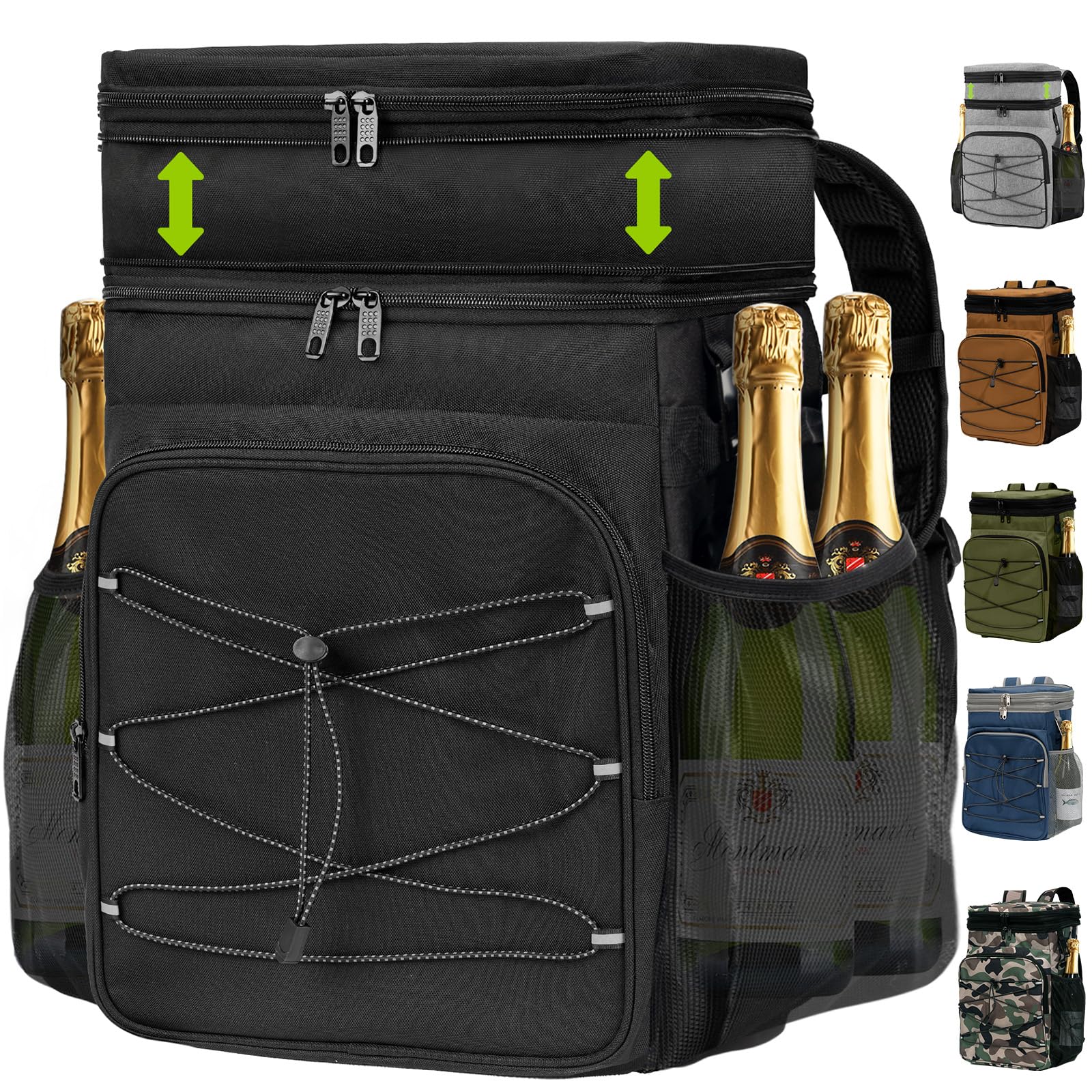 Expandable Backpack Coolers Insulated Leak Proof - 36/48 Cans Double Deck Cooler Backpack Waterproof - Soft Lightweight Portable Cooler Bag for Beach Picnic Camping Men and Women